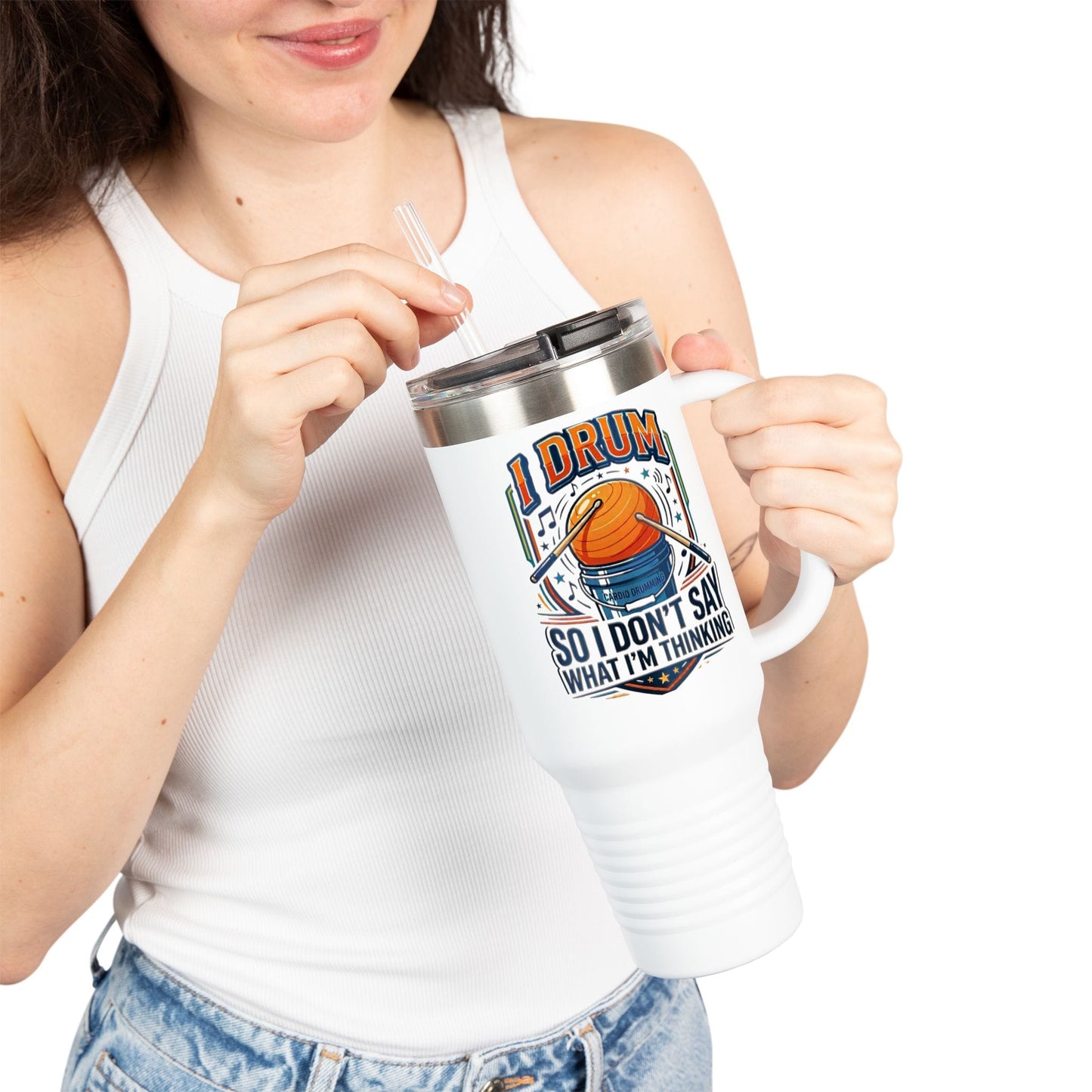 Printify Florida Villages of Cardio Drumming "I Drum so I Don't Say what I'm Thinking" Tumbler