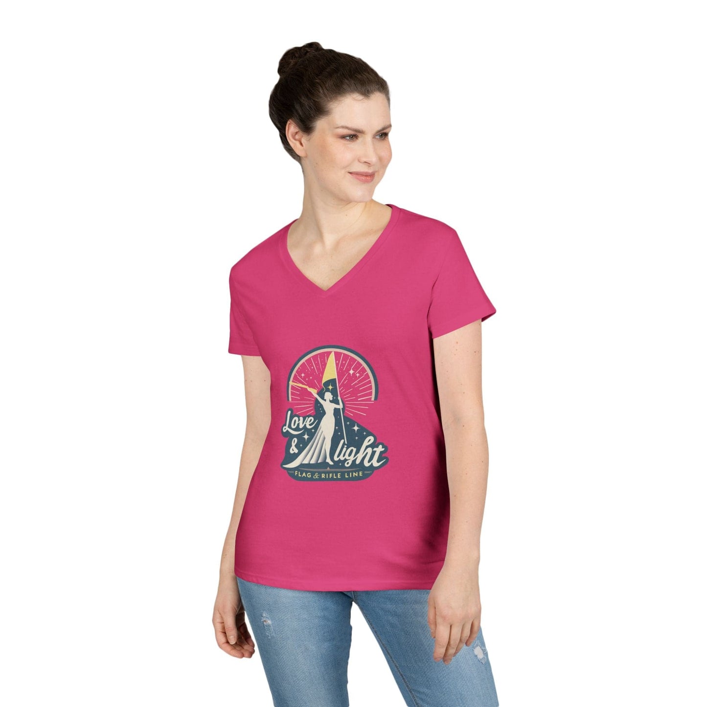 Printify Florida Villages of Love & Light Color Guard (The Villages) V-Neck T-Shirt — Inspirational Women’s Graphic Tee