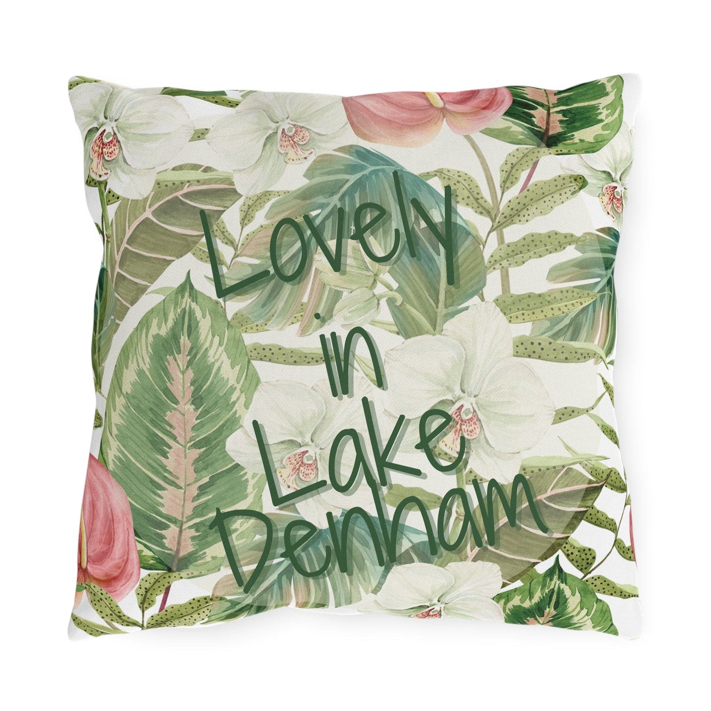 Take the 2nd Exit Florida Villages of Outdoor Pillows (Green Lettering) - Lake Denham
