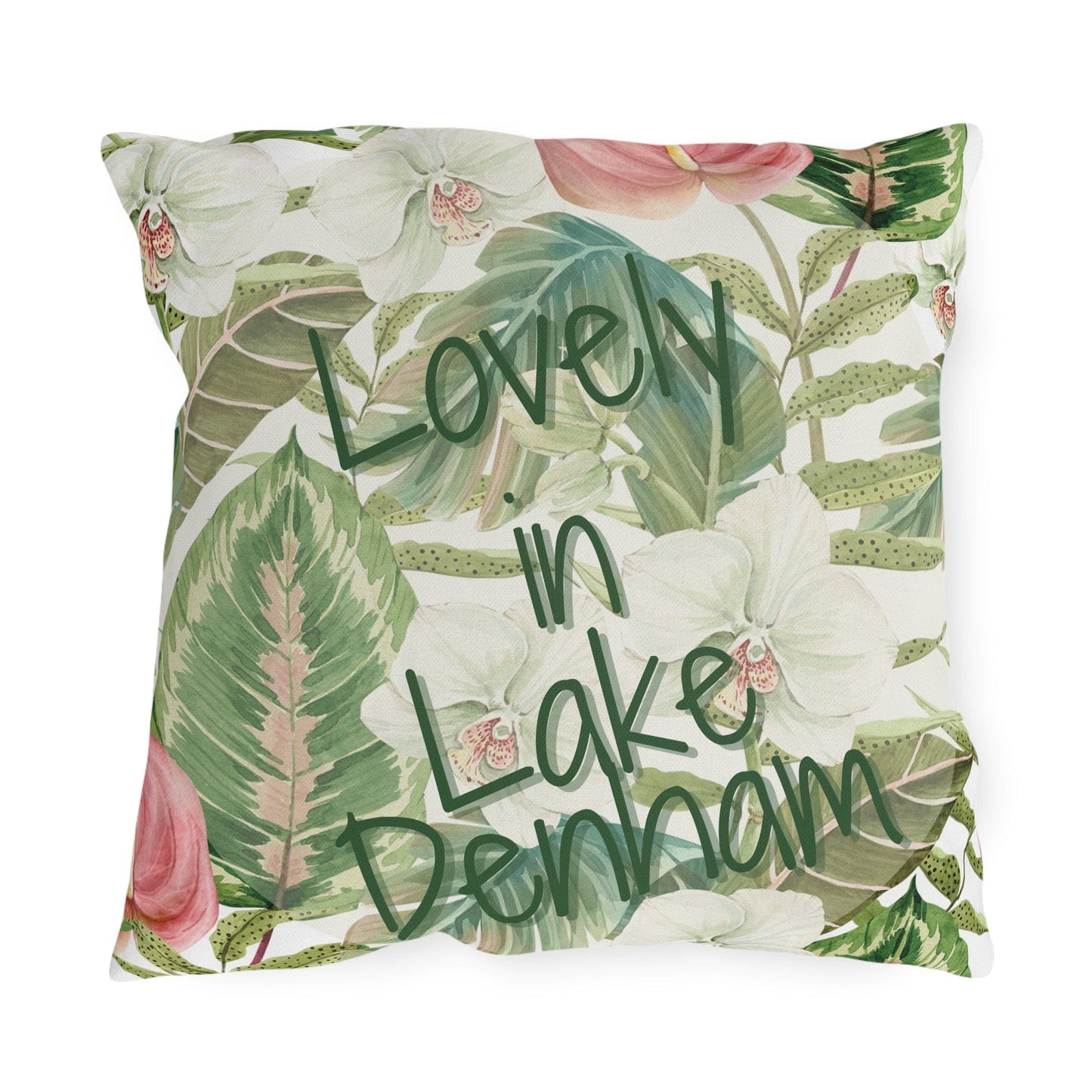 Take the 2nd Exit Florida Villages of Outdoor Pillows (Green Lettering) - Lake Denham
