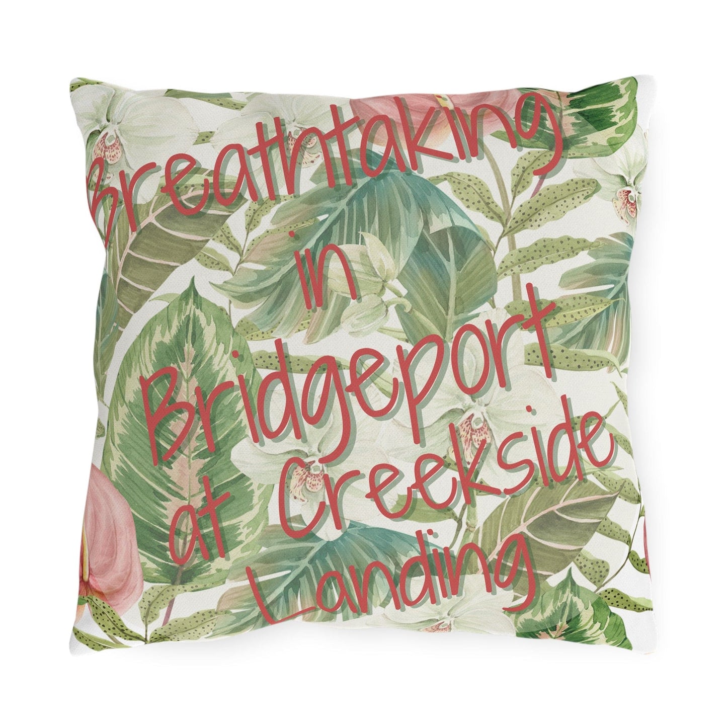 Take the 2nd Exit Florida Villages of Outdoor Pillows (Pink Lettering) - Bridgeport at Creekside Landing