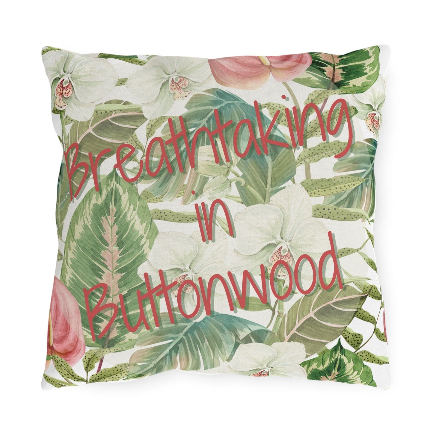 Take the 2nd Exit Florida Villages of Outdoor Pillows (Pink Lettering) - Buttonwood