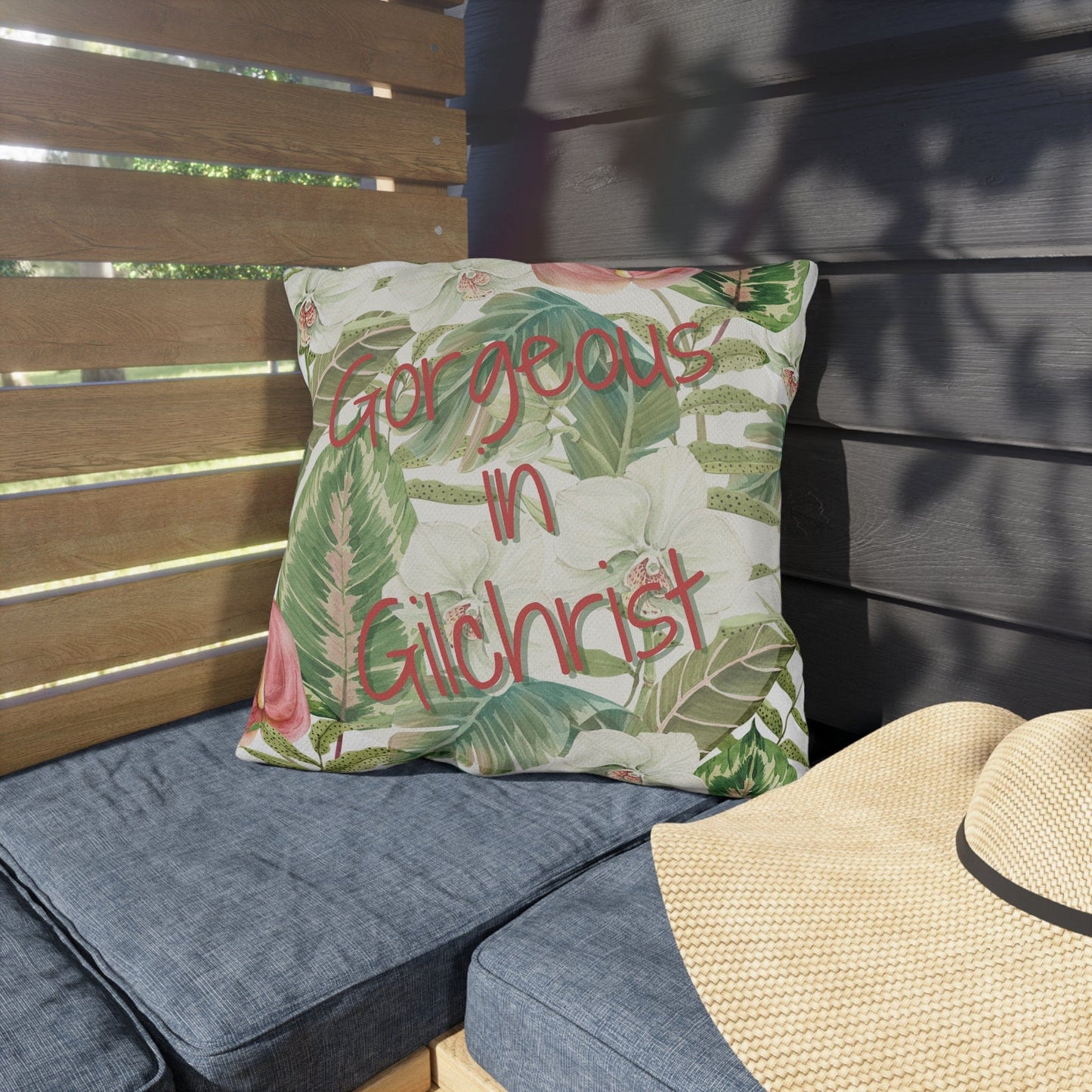 Take the 2nd Exit Florida Villages of Outdoor Pillows (Pink Lettering) - Gilchrist