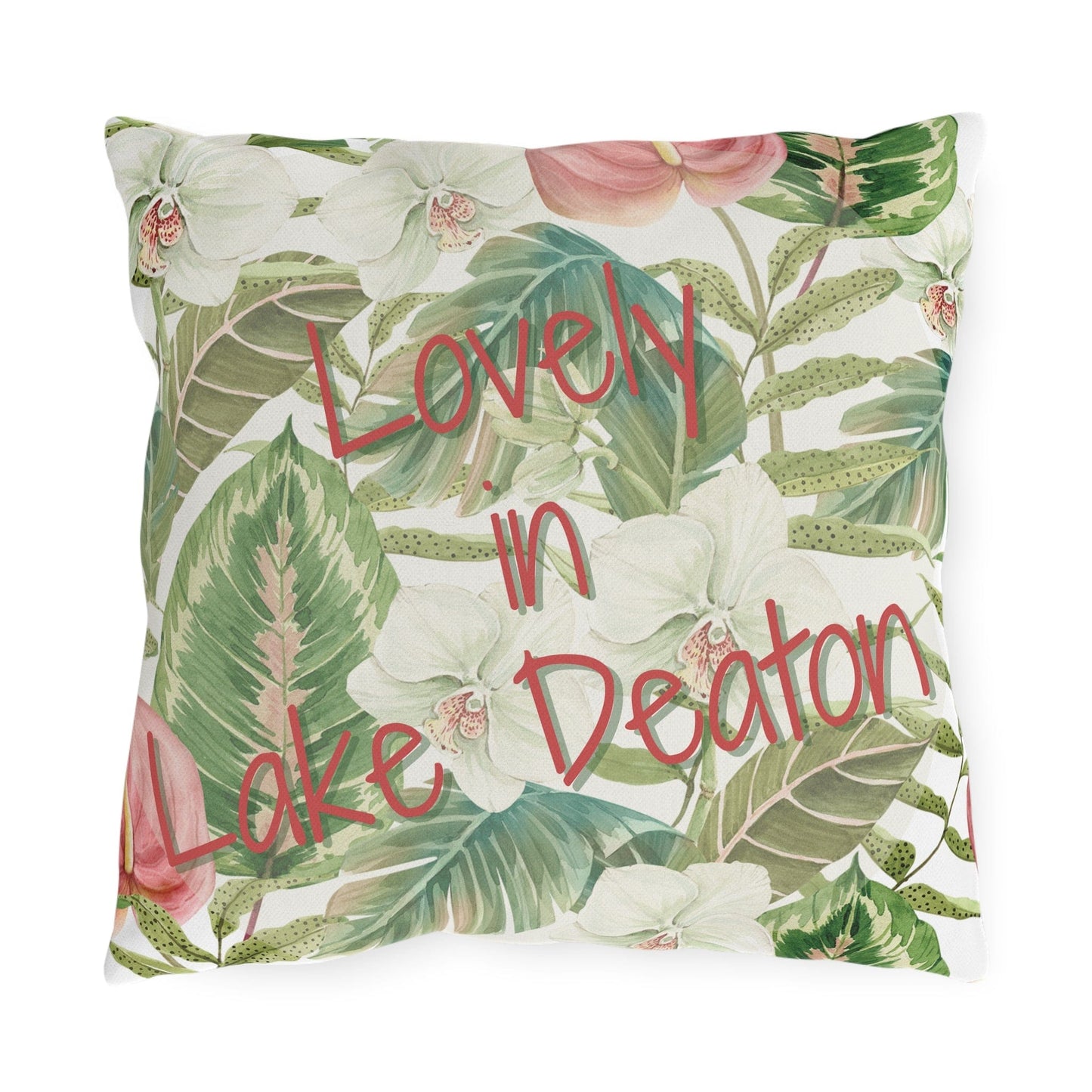 Take the 2nd Exit Florida Villages of Outdoor Pillows (Pink Lettering) - Lake Deaton