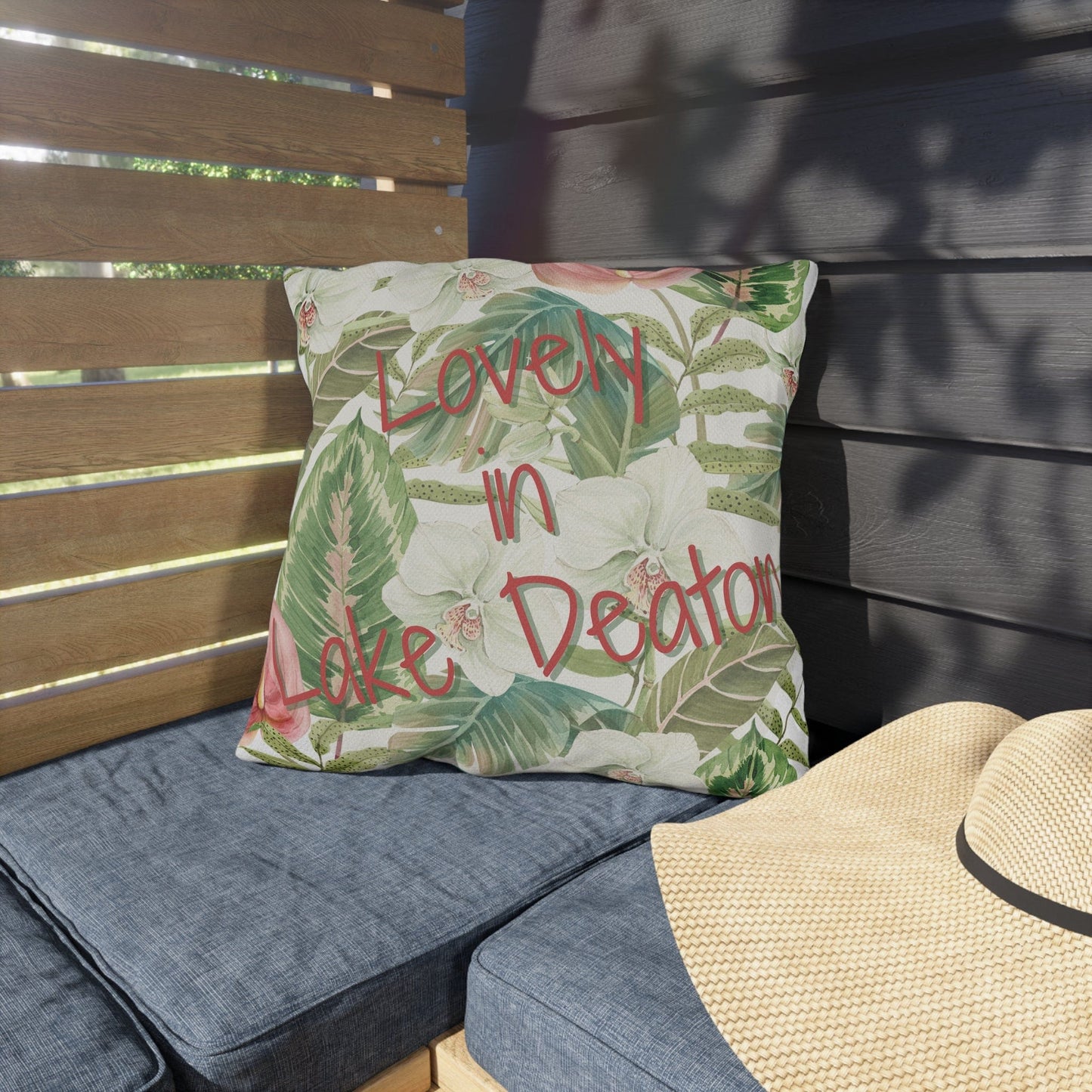 Take the 2nd Exit Florida Villages of Outdoor Pillows (Pink Lettering) - Lake Deaton
