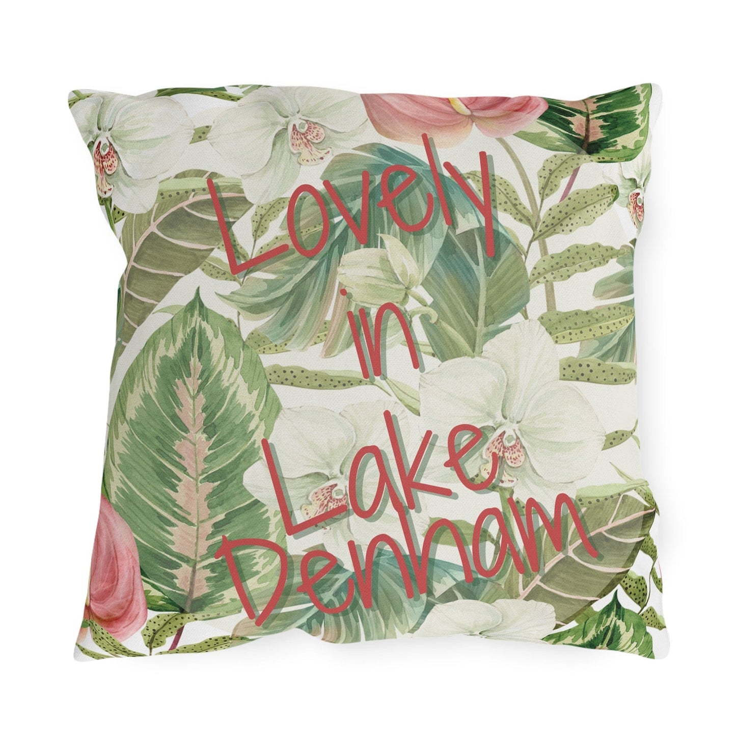 Take the 2nd Exit Florida Villages of Outdoor Pillows (Pink Lettering) - Lake Denham