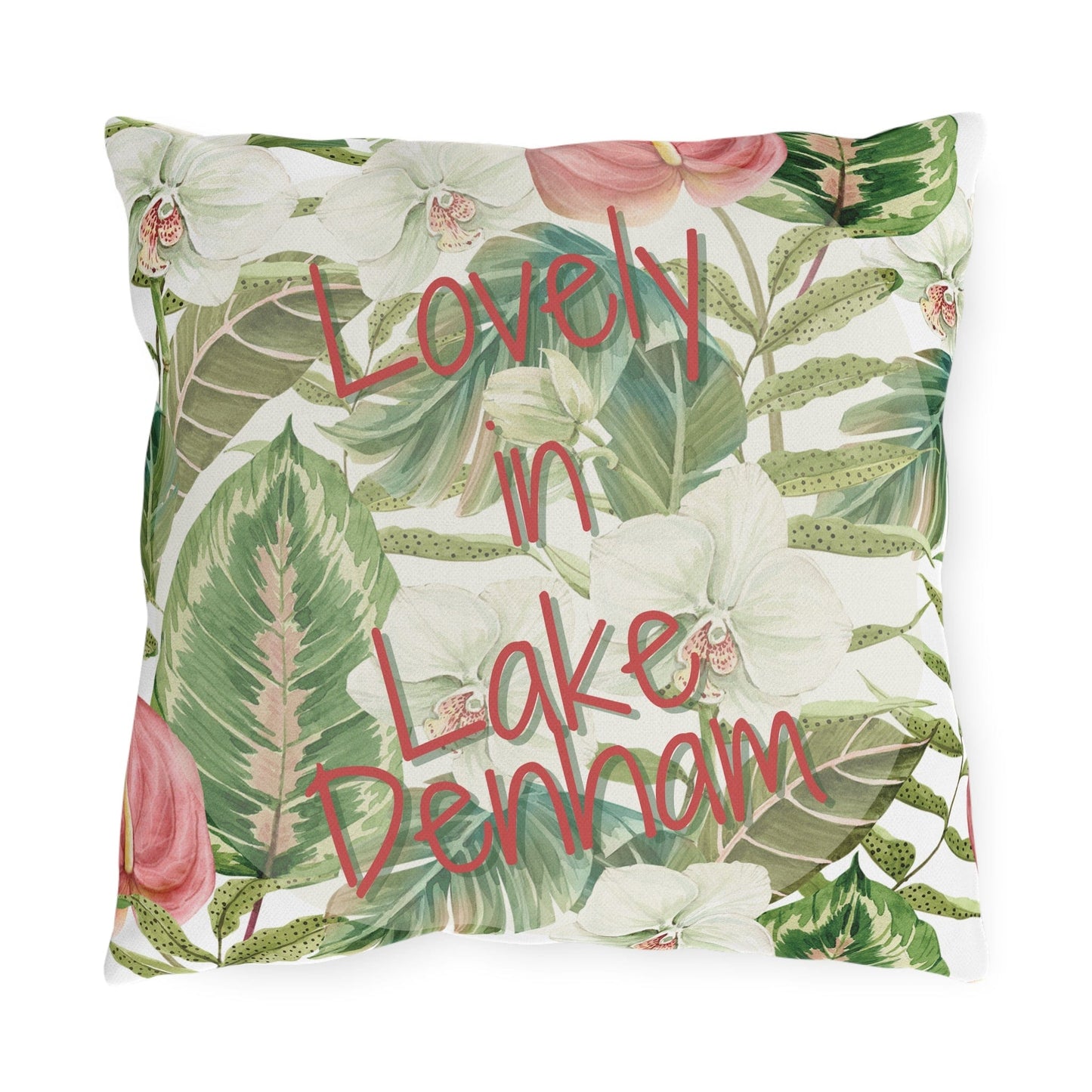 Take the 2nd Exit Florida Villages of Outdoor Pillows (Pink Lettering) - Lake Denham