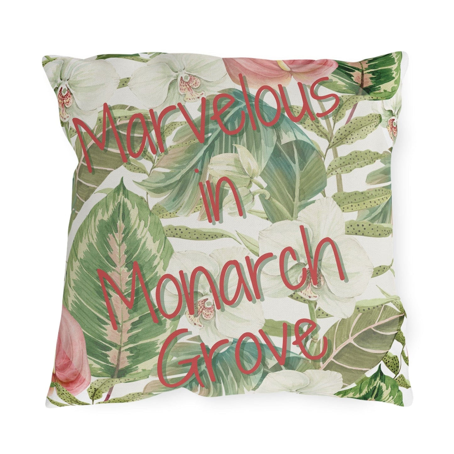 Take the 2nd Exit Florida Villages of Outdoor Pillows (Pink Lettering) - Monarch Grove