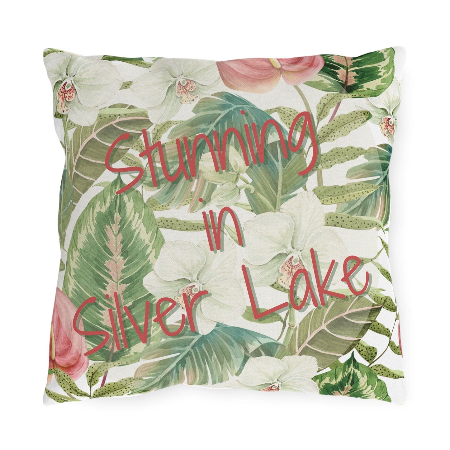 Take the 2nd Exit Florida Villages of Outdoor Pillows (Pink Lettering) - Silver Lake