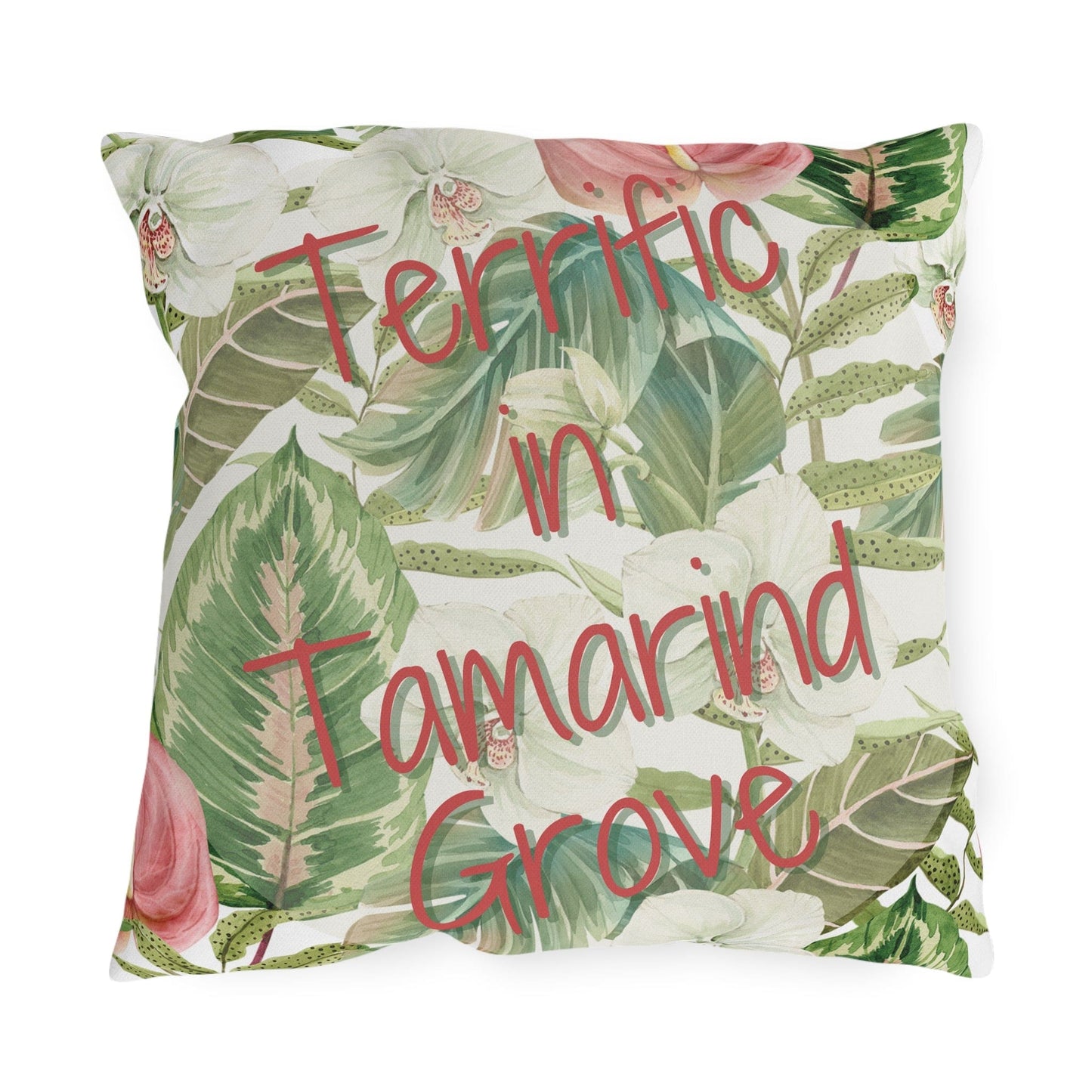 Take the 2nd Exit Florida Villages of Outdoor Pillows (Pink Lettering) - Tamarind Grove