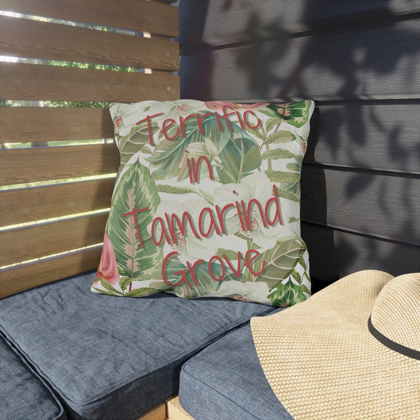 Take the 2nd Exit Florida Villages of Outdoor Pillows (Pink Lettering) - Tamarind Grove
