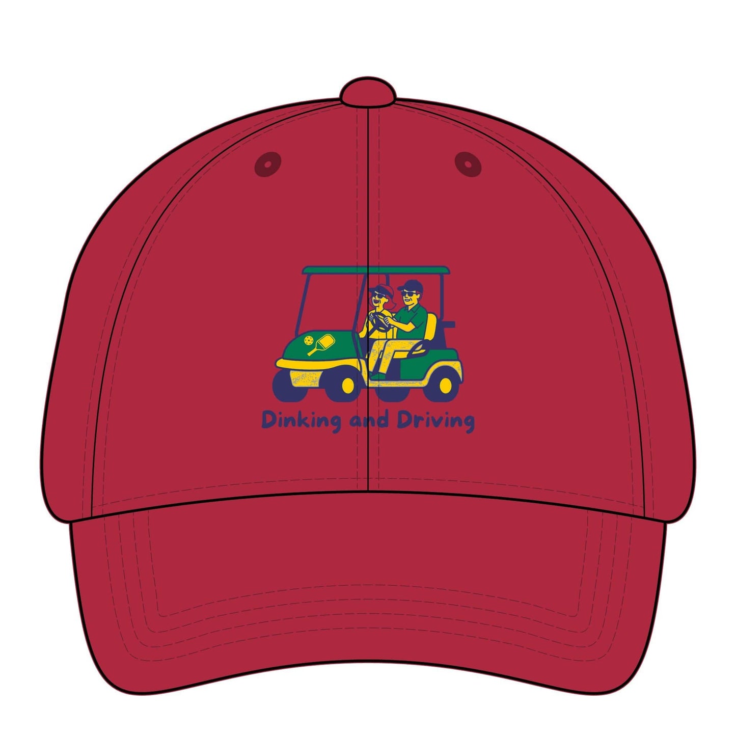 Take the 2nd Exit Florida Villages of Pickleball Couple Women's Pigment-Dyed Cap with Fashion Undervisor - Golf Cart Design