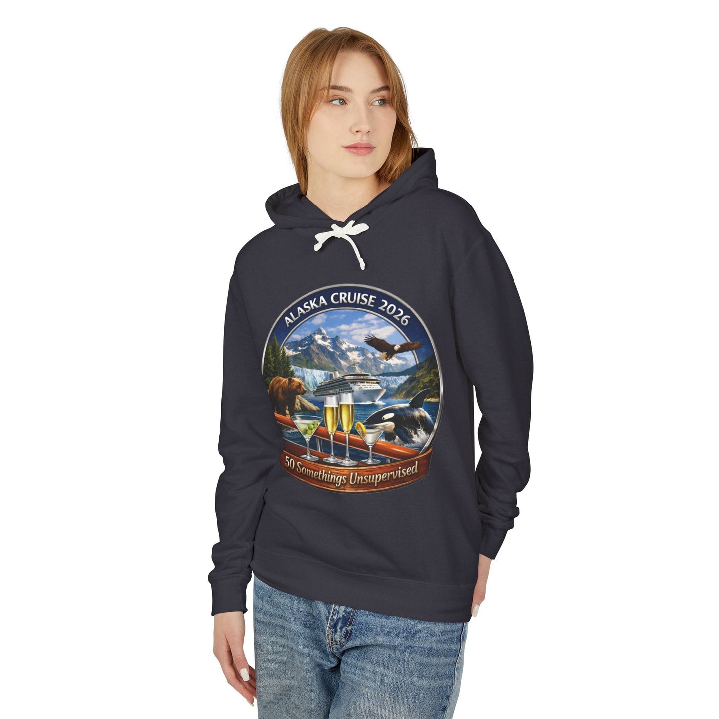 Printify Florida Villages of  Alaska Cruise 2016 Hoodie — "50 Somethings" with Adult Beverages Souvenir Pullover