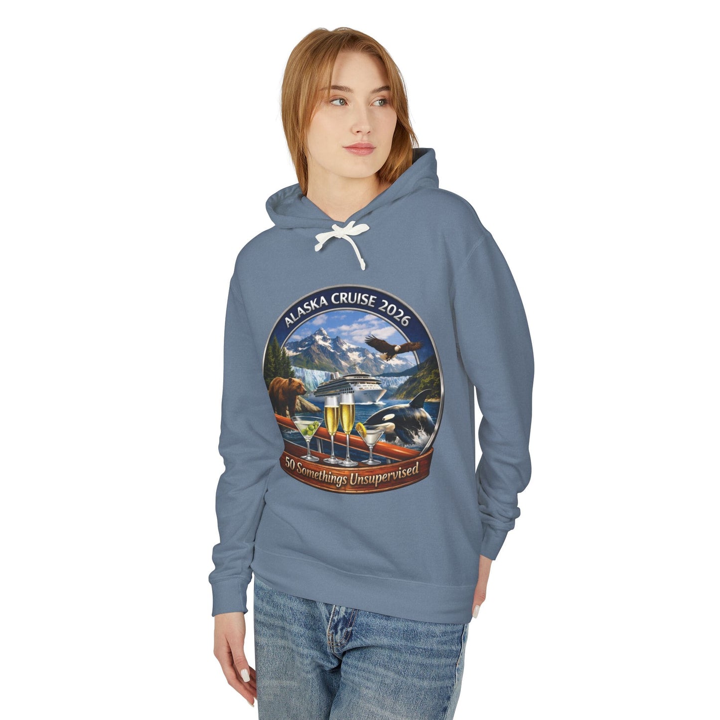 Printify Florida Villages of  Alaska Cruise 2016 Hoodie — "50 Somethings" with Adult Beverages Souvenir Pullover