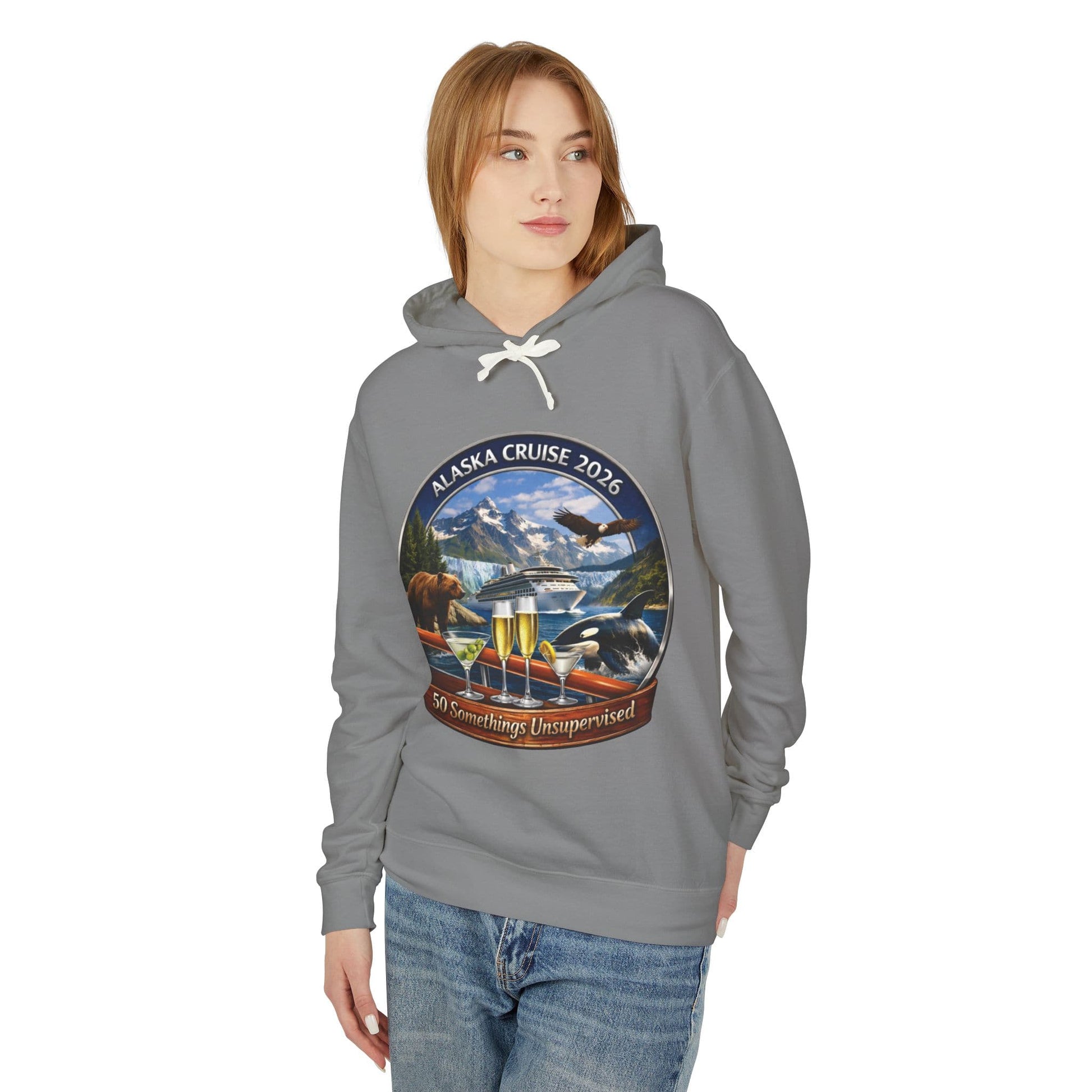 Printify Florida Villages of  Alaska Cruise 2016 Hoodie — "50 Somethings" with Adult Beverages Souvenir Pullover