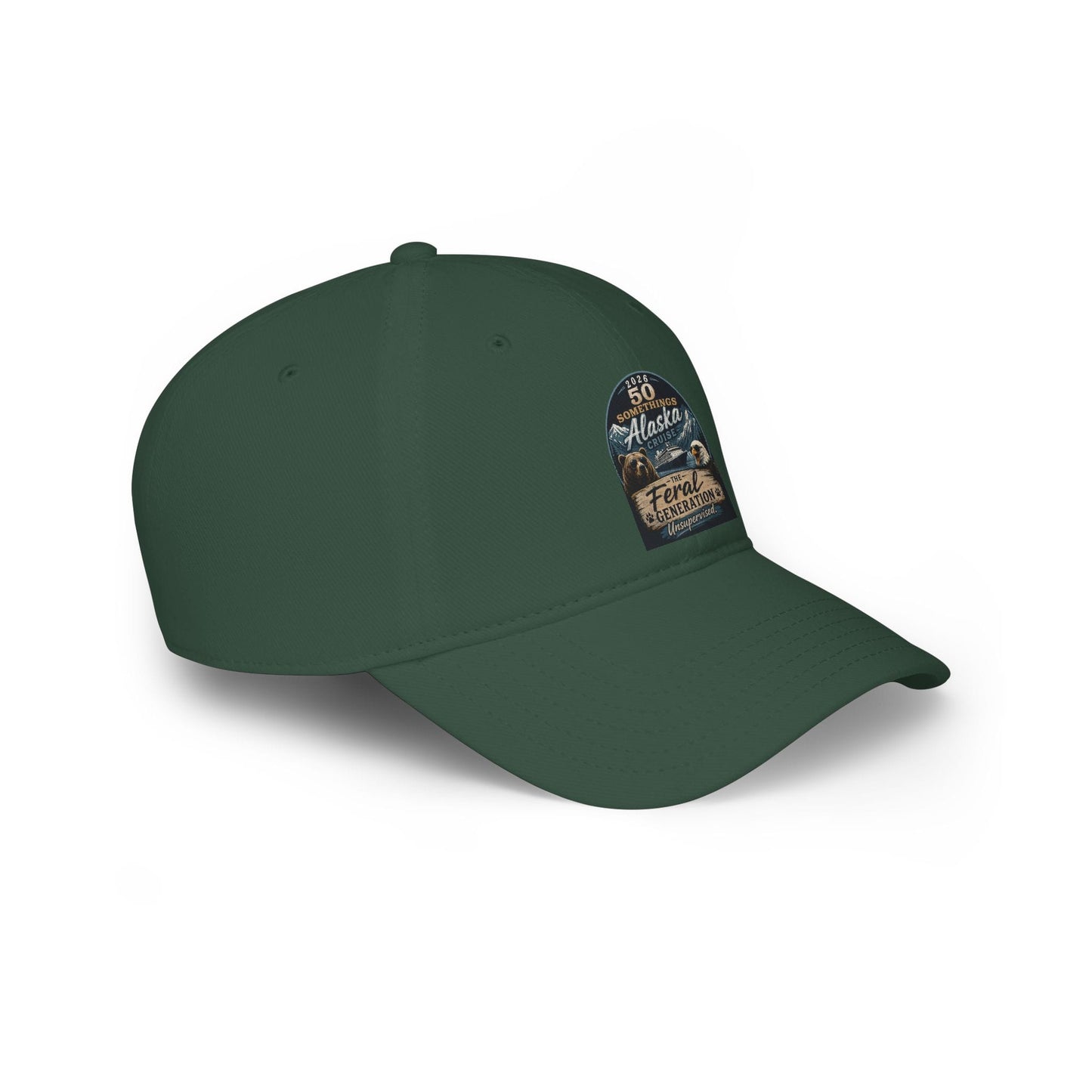 Printify Florida Villages of  Alaska Cruise 2025 "50 Somethings Feral Generation" Low Profile Baseball Cap