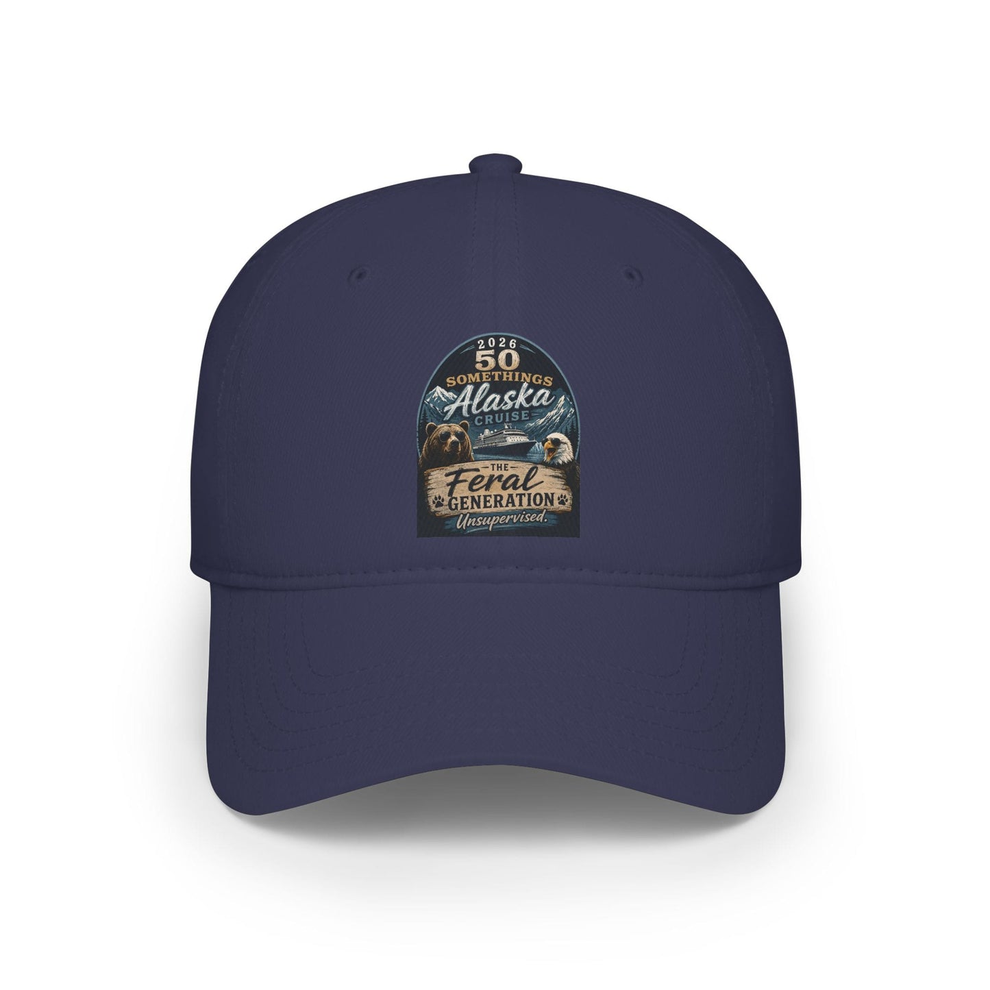 Printify Florida Villages of  Alaska Cruise 2025 "50 Somethings Feral Generation" Low Profile Baseball Cap