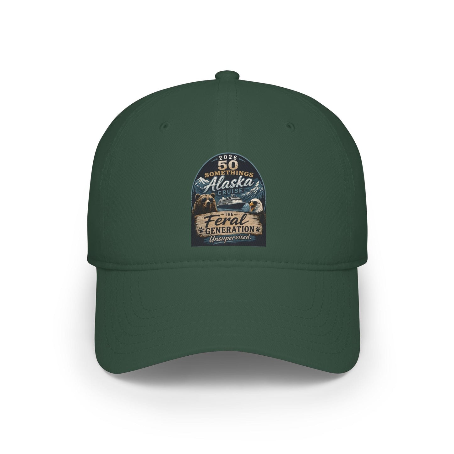 Printify Florida Villages of  Alaska Cruise 2025 "50 Somethings Feral Generation" Low Profile Baseball Cap