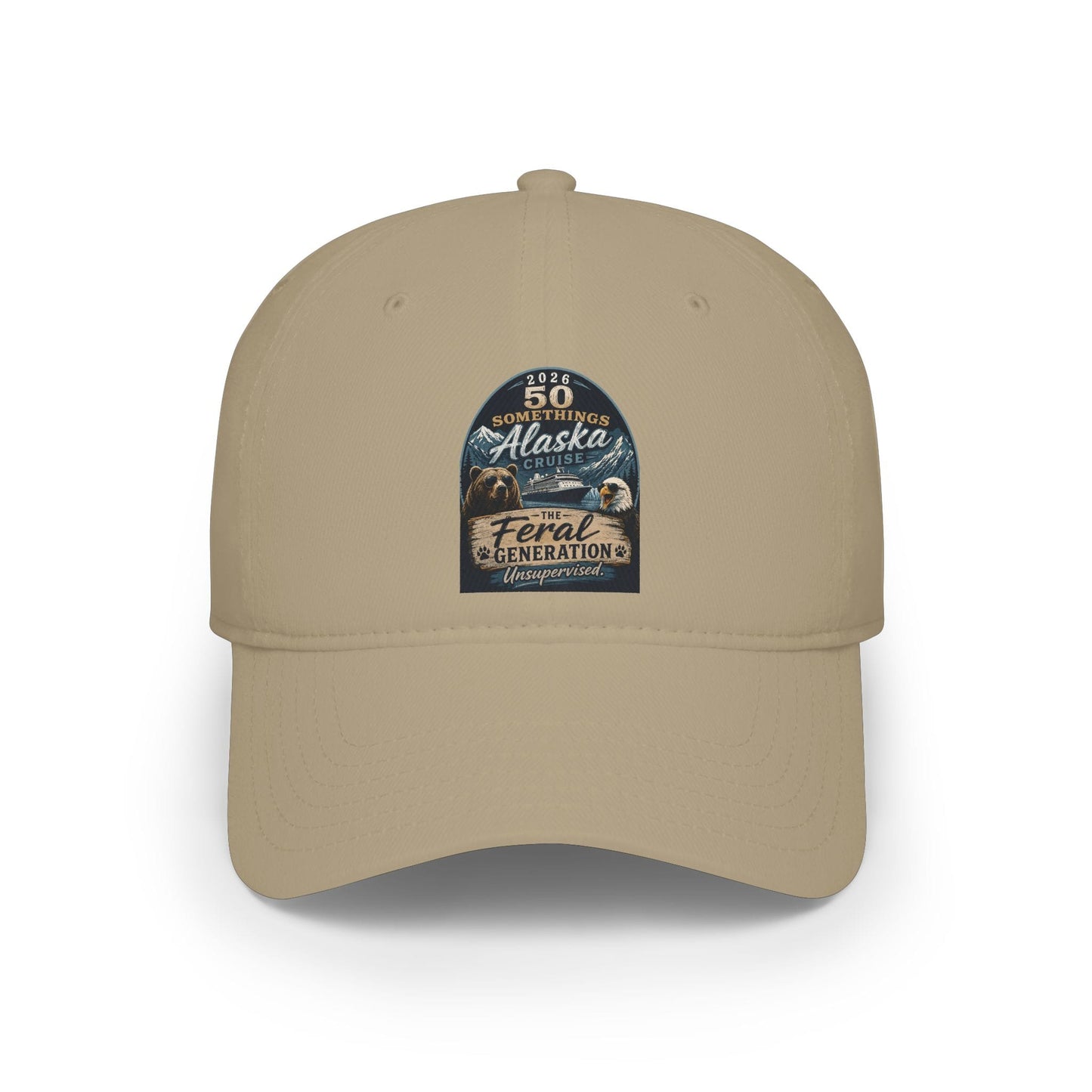 Printify Florida Villages of  Alaska Cruise 2025 "50 Somethings Feral Generation" Low Profile Baseball Cap