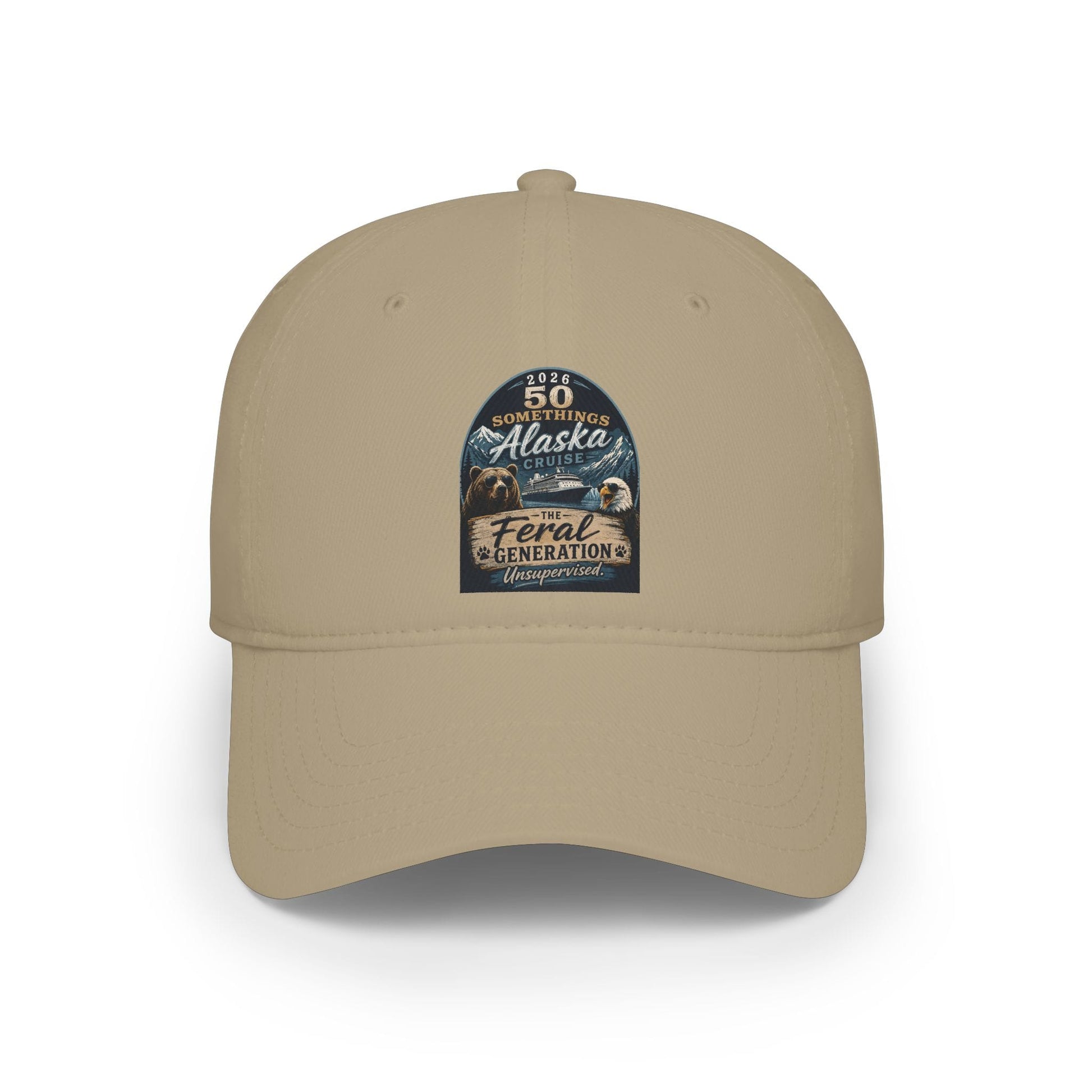Printify Florida Villages of  Alaska Cruise 2025 "50 Somethings Feral Generation" Low Profile Baseball Cap