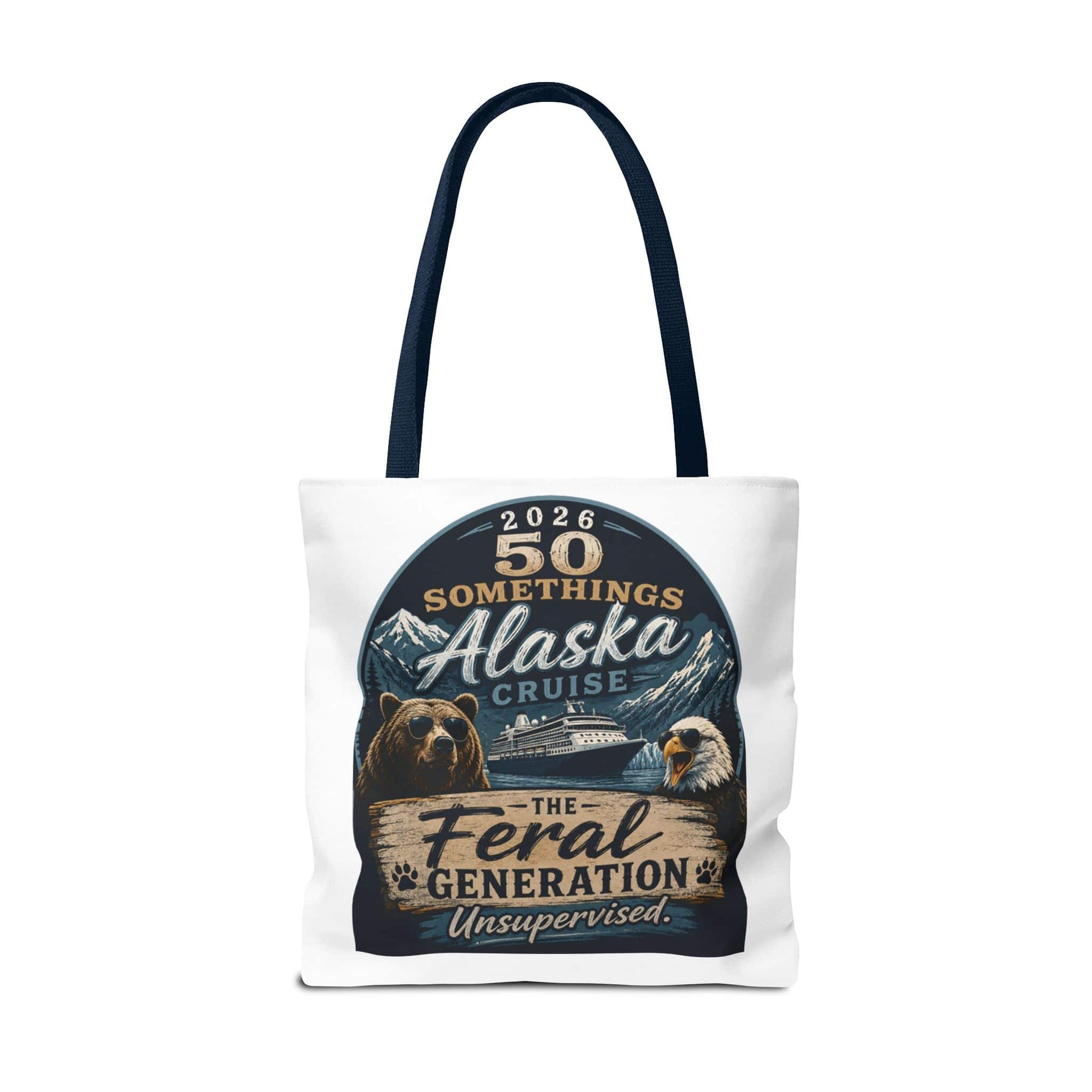 Printify Florida Villages of  Alaska Cruise 2026 Tote Bag — "50 Somethings Feral Generation" Souvenir Tote