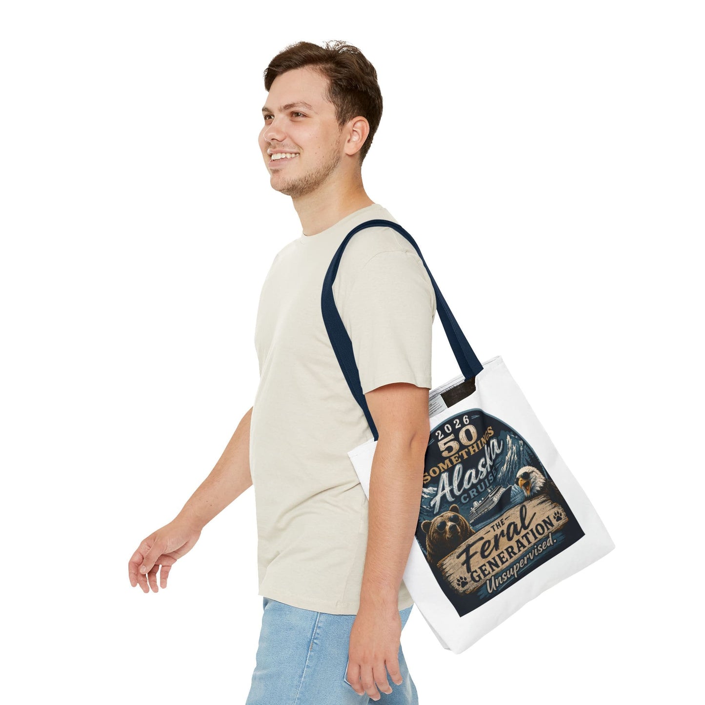 Printify Florida Villages of  Alaska Cruise 2026 Tote Bag — "50 Somethings Feral Generation" Souvenir Tote