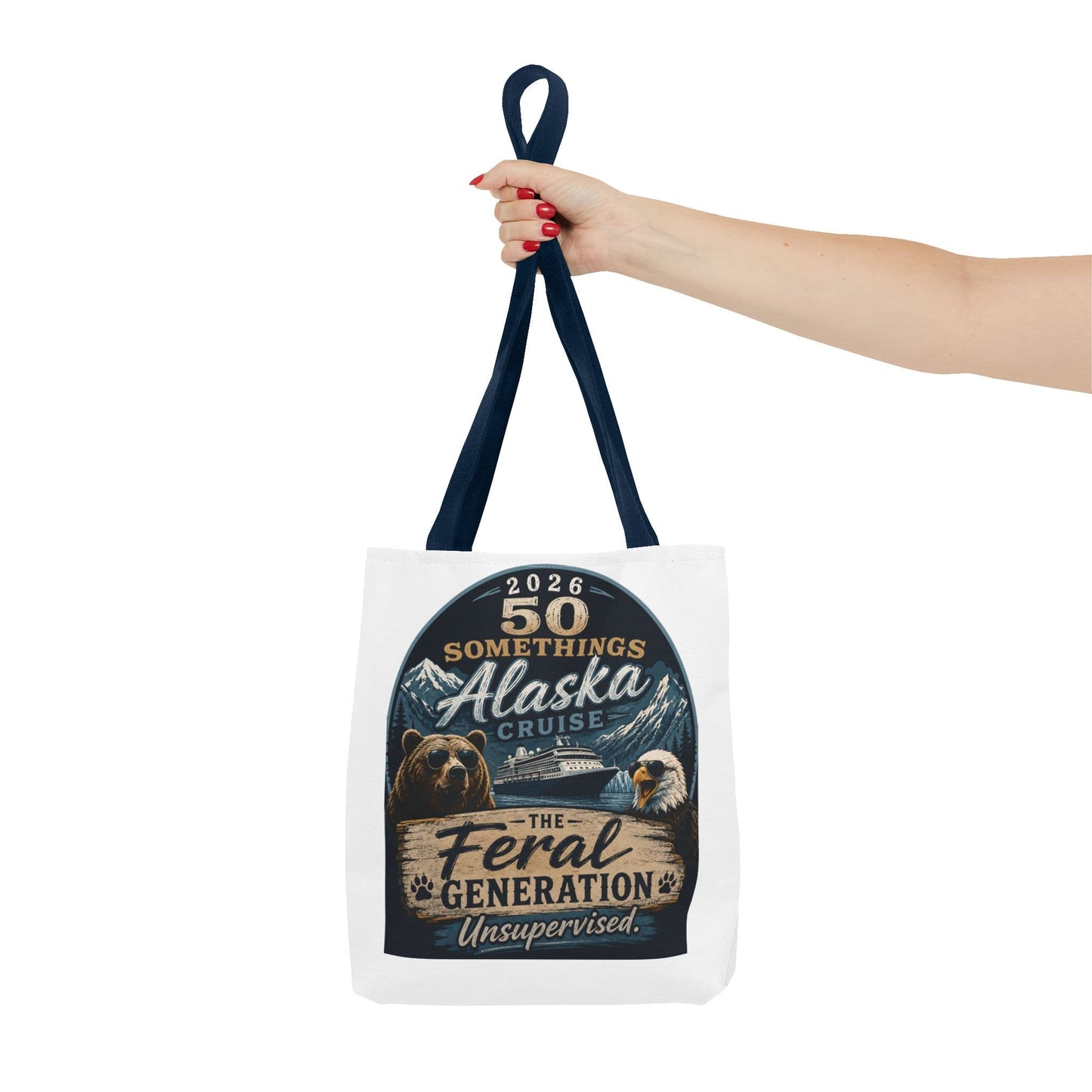 Printify Florida Villages of  Alaska Cruise 2026 Tote Bag — "50 Somethings Feral Generation" Souvenir Tote