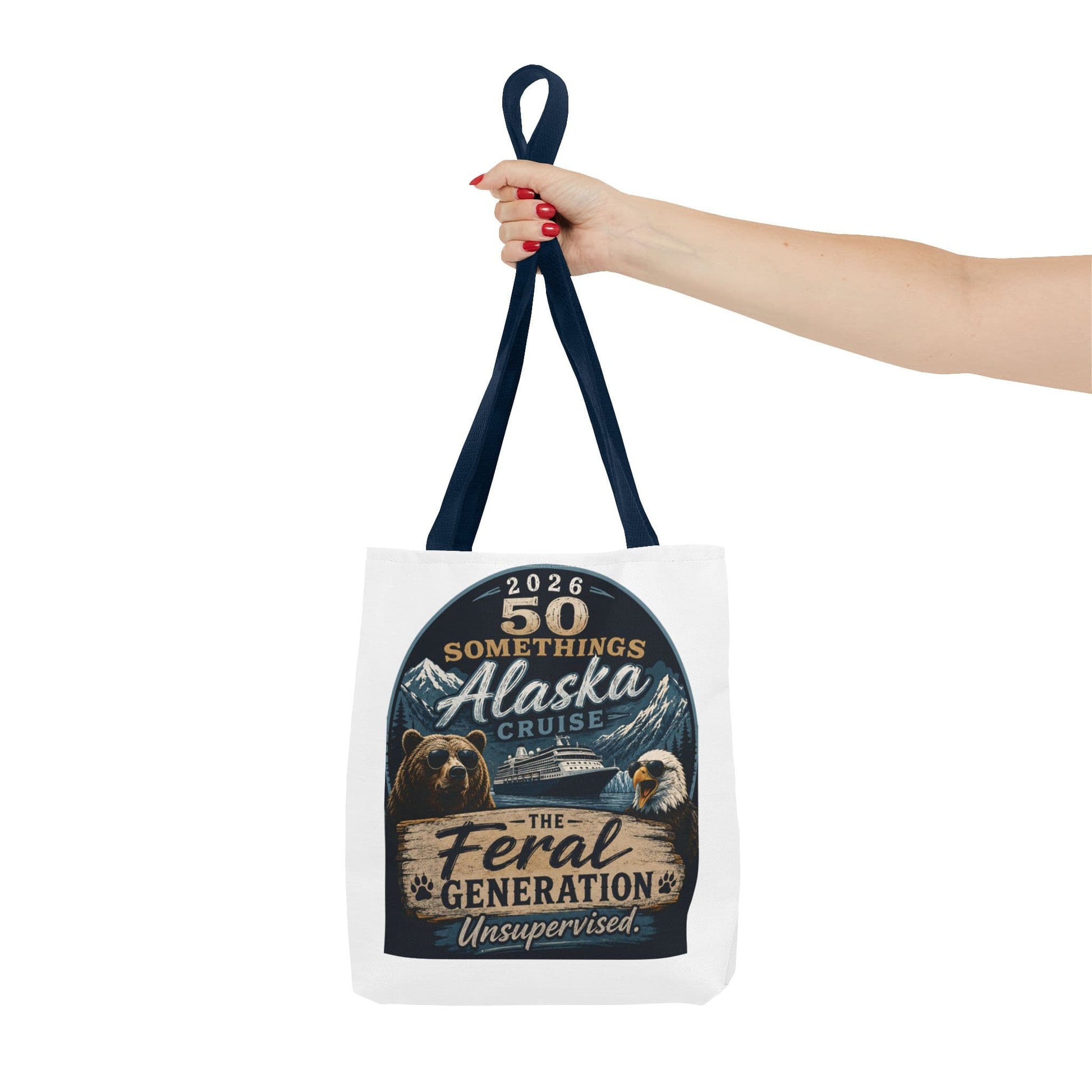 Printify Florida Villages of  Alaska Cruise 2026 Tote Bag — "50 Somethings Feral Generation" Souvenir Tote