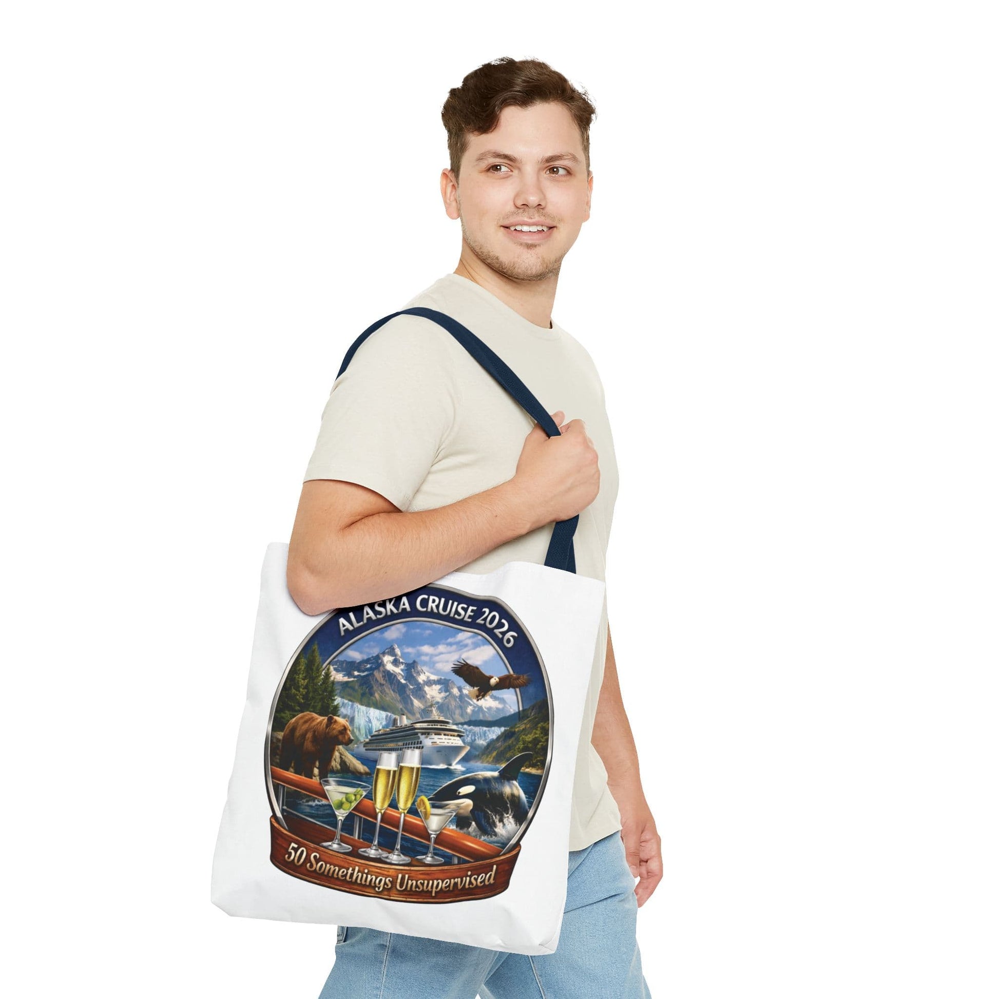Printify Florida Villages of  Alaska Cruise 2026 Tote Bag — "50 Somethings Unsupervised" Souvenir Tote