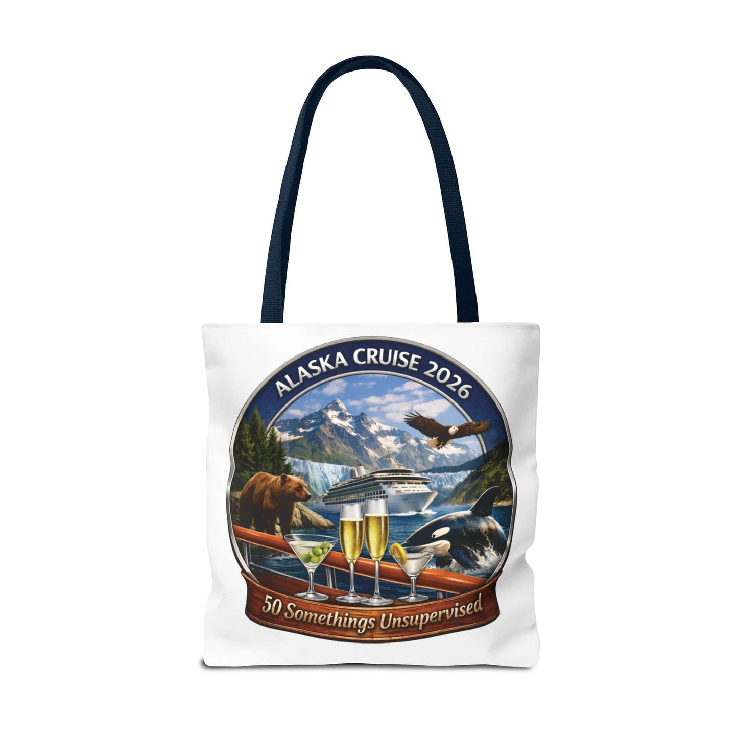 Printify Florida Villages of  Alaska Cruise 2026 Tote Bag — "50 Somethings Unsupervised" Souvenir Tote