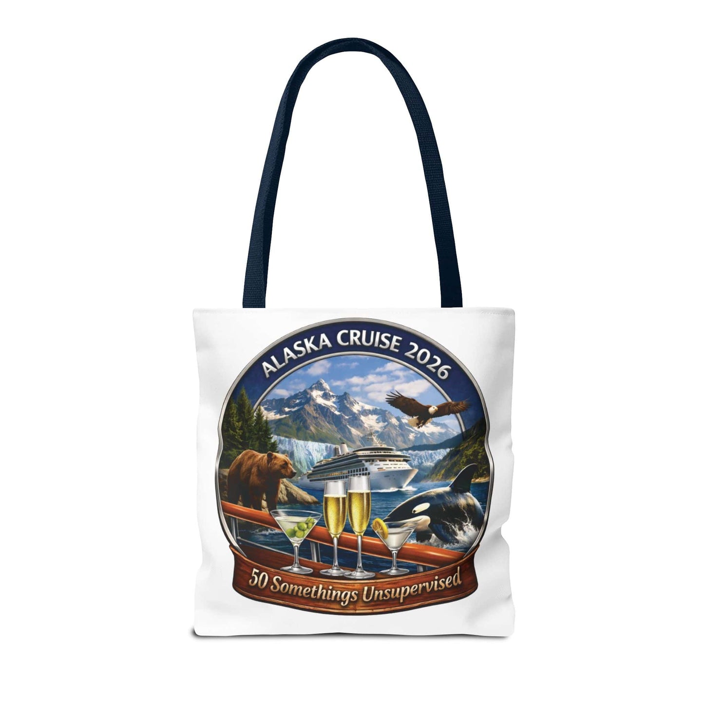 Printify Florida Villages of  Alaska Cruise 2026 Tote Bag — "50 Somethings Unsupervised" Souvenir Tote