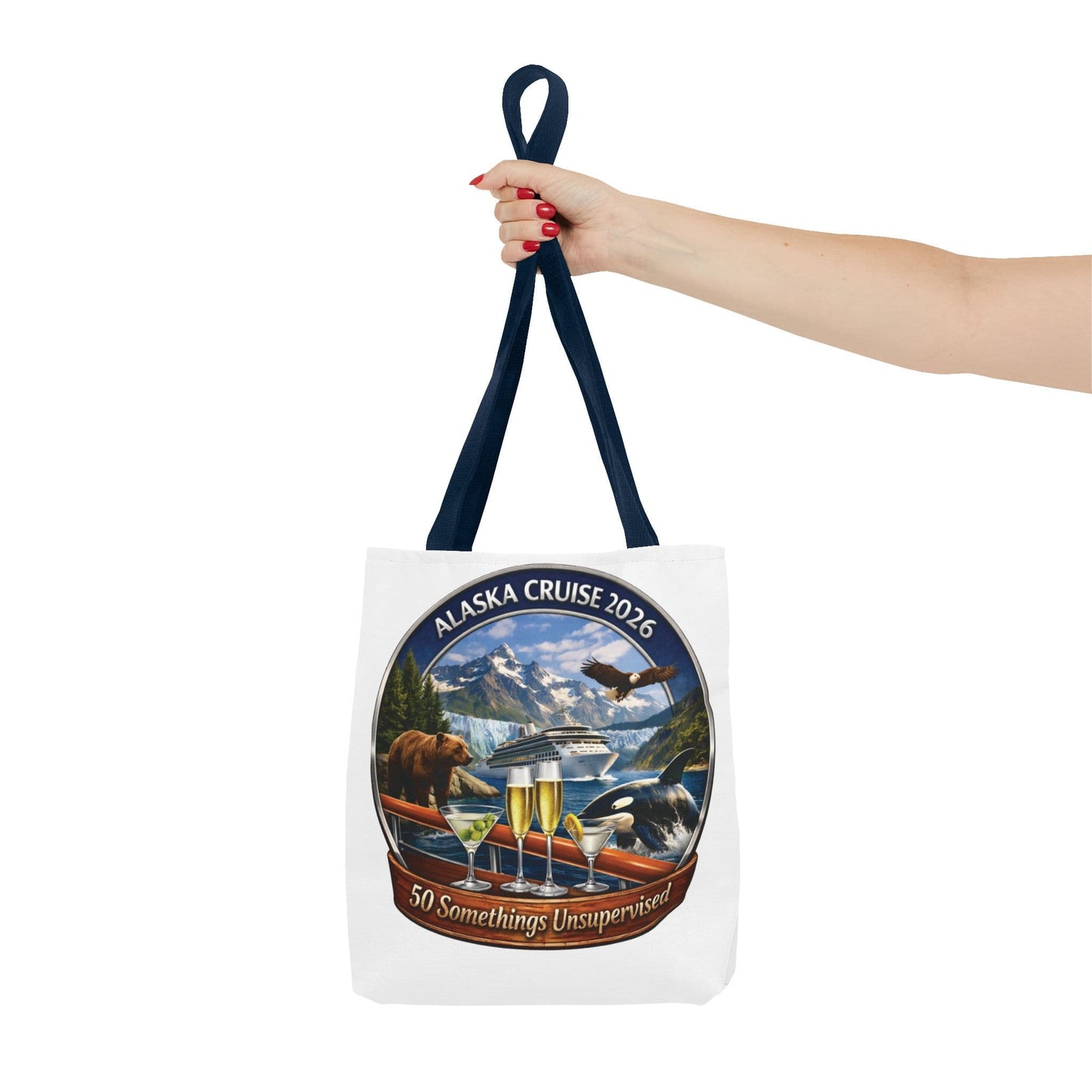 Printify Florida Villages of  Alaska Cruise 2026 Tote Bag — "50 Somethings Unsupervised" Souvenir Tote