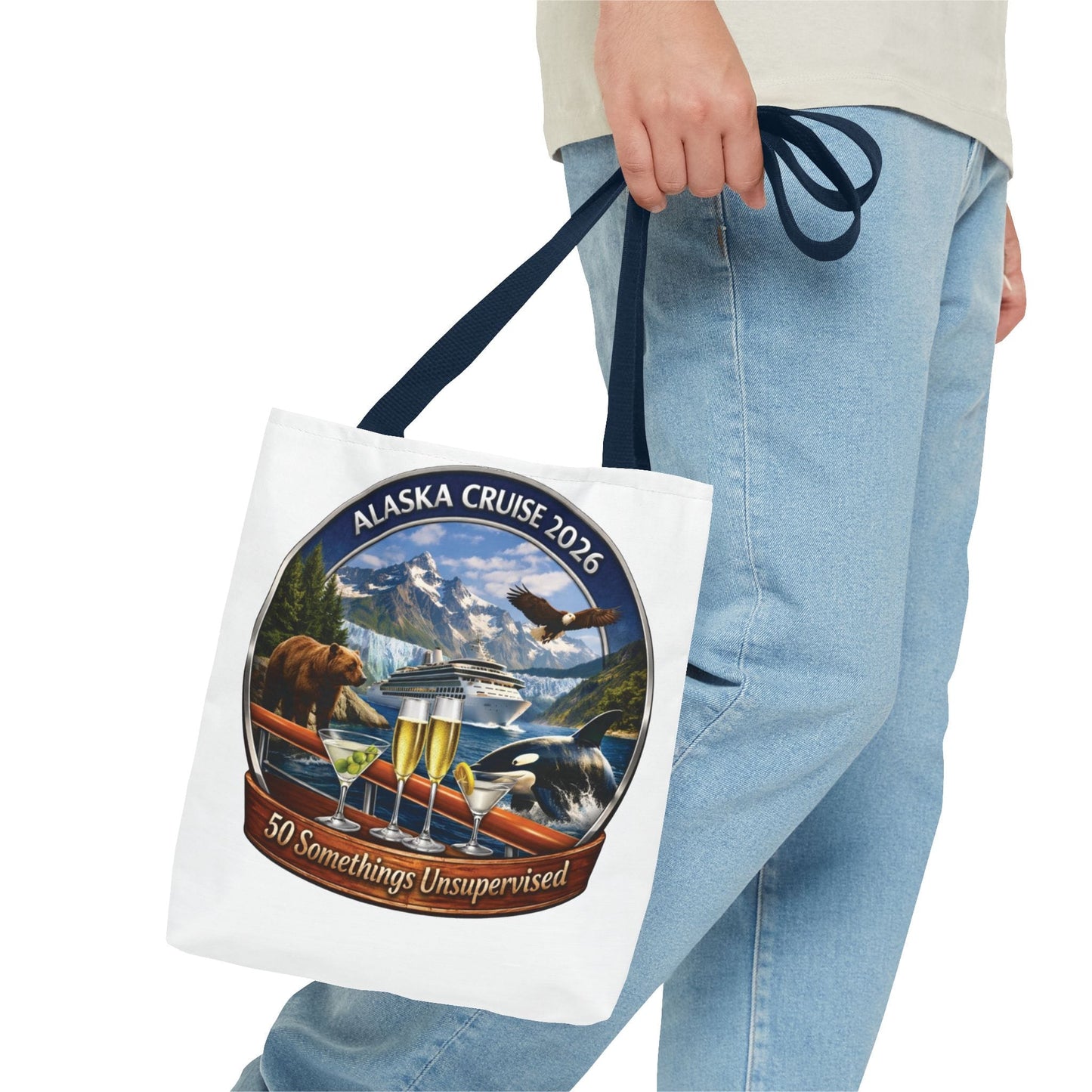 Printify Florida Villages of  Alaska Cruise 2026 Tote Bag — "50 Somethings Unsupervised" Souvenir Tote