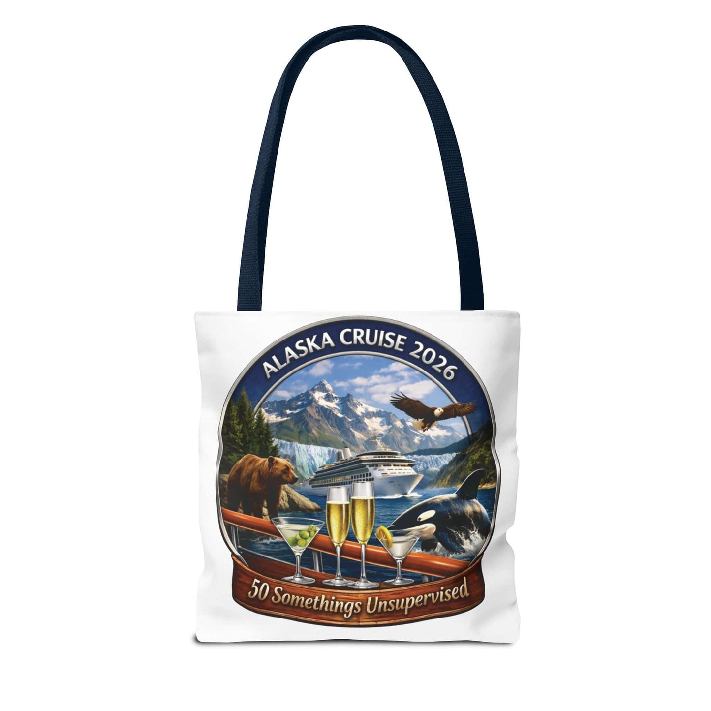 Printify Florida Villages of  Alaska Cruise 2026 Tote Bag — "50 Somethings Unsupervised" Souvenir Tote