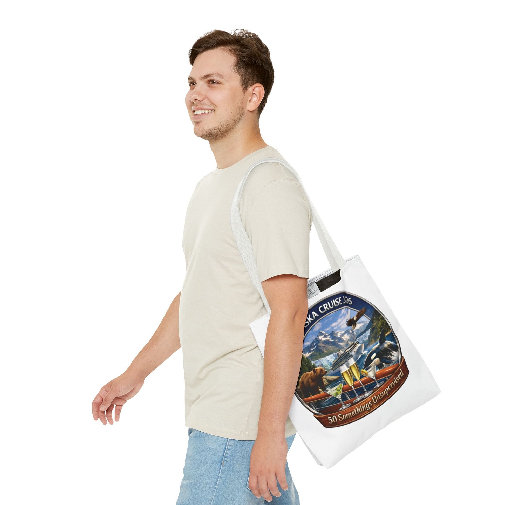 Printify Florida Villages of  Alaska Cruise 2026 Tote Bag — "50 Somethings Unsupervised" Souvenir Tote