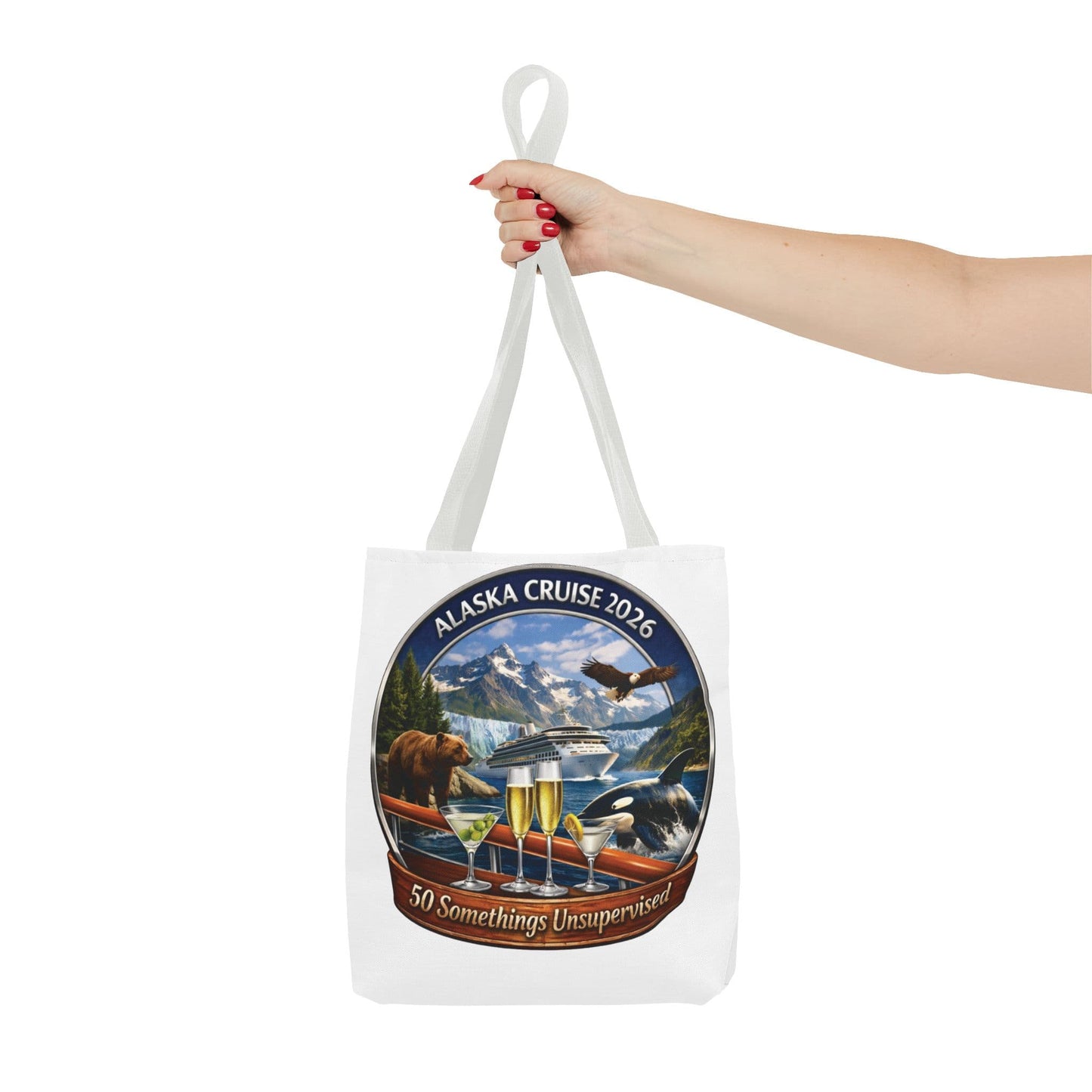 Printify Florida Villages of  Alaska Cruise 2026 Tote Bag — "50 Somethings Unsupervised" Souvenir Tote