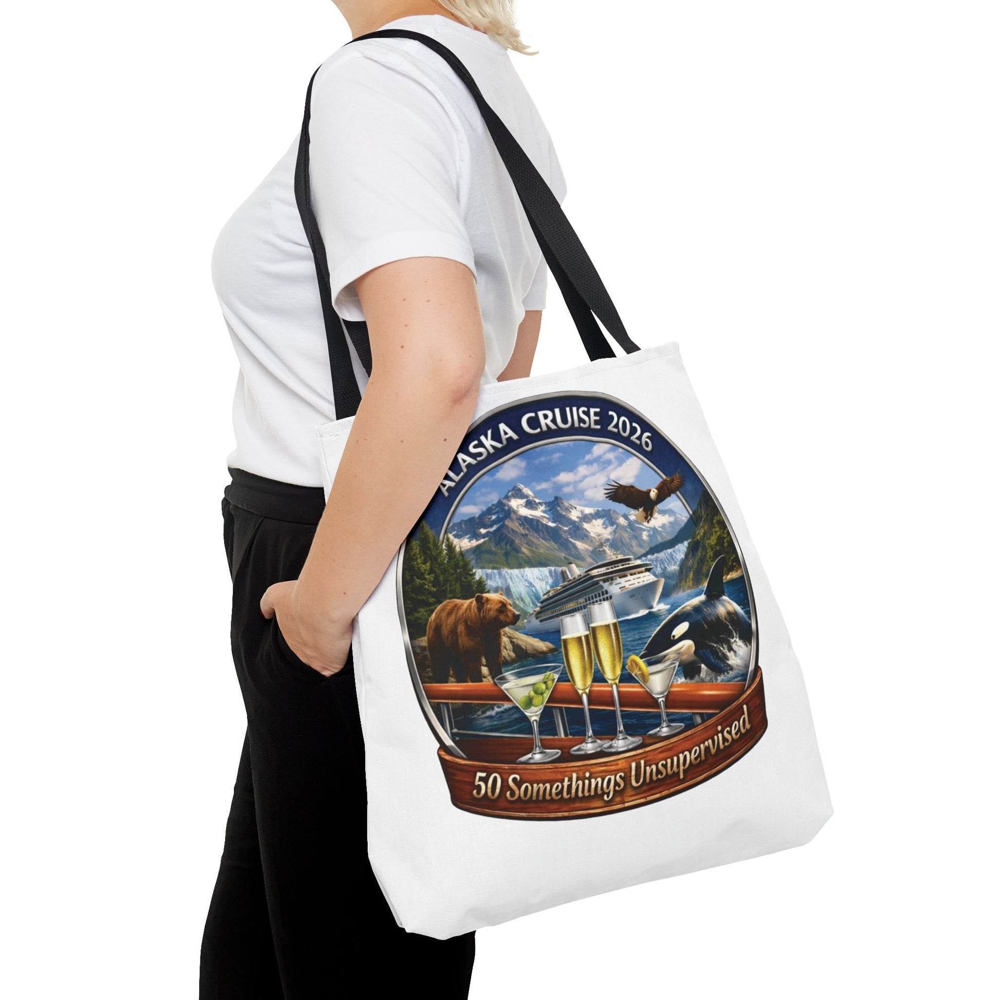 Printify Florida Villages of  Alaska Cruise 2026 Tote Bag — "50 Somethings Unsupervised" Souvenir Tote