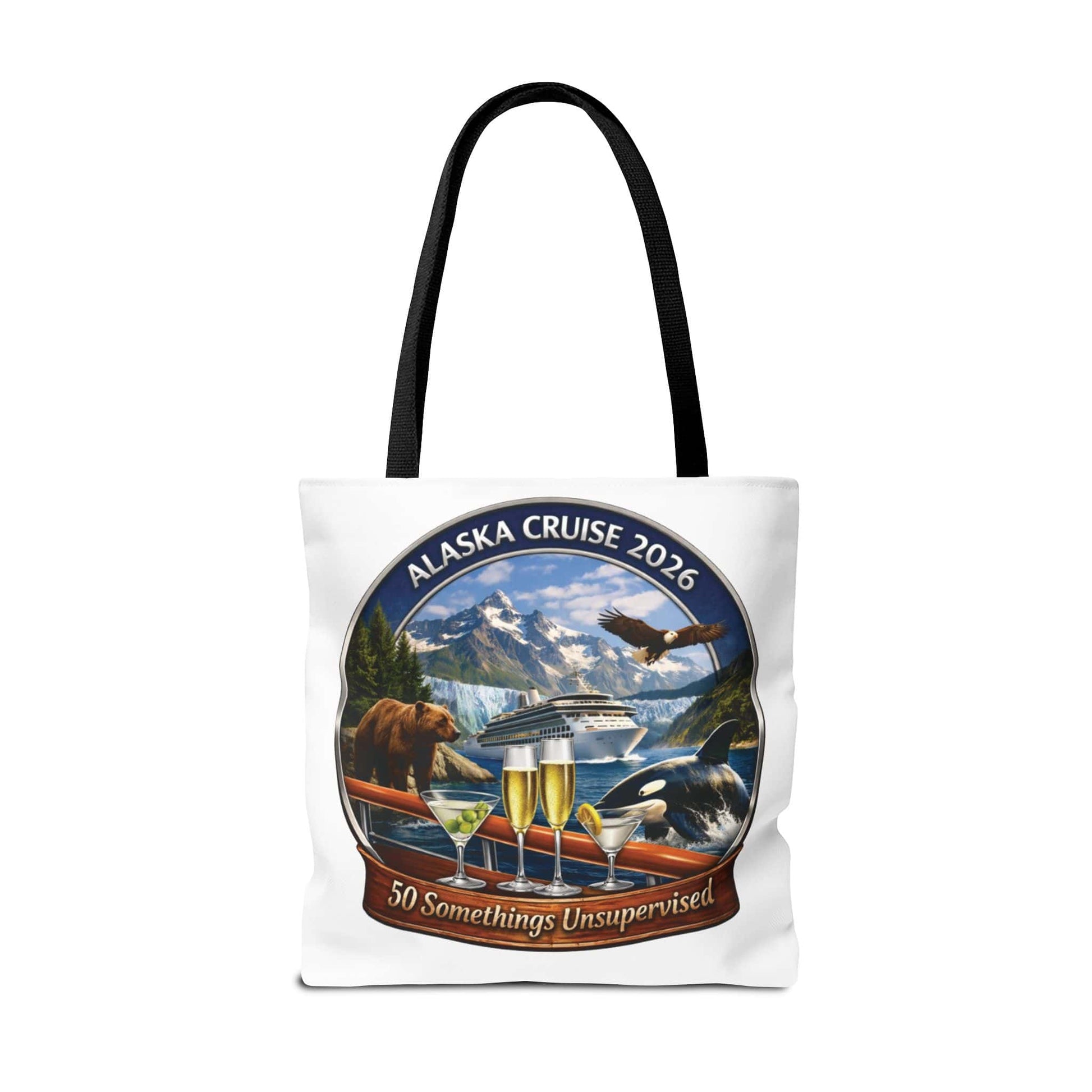 Printify Florida Villages of  Alaska Cruise 2026 Tote Bag — "50 Somethings Unsupervised" Souvenir Tote