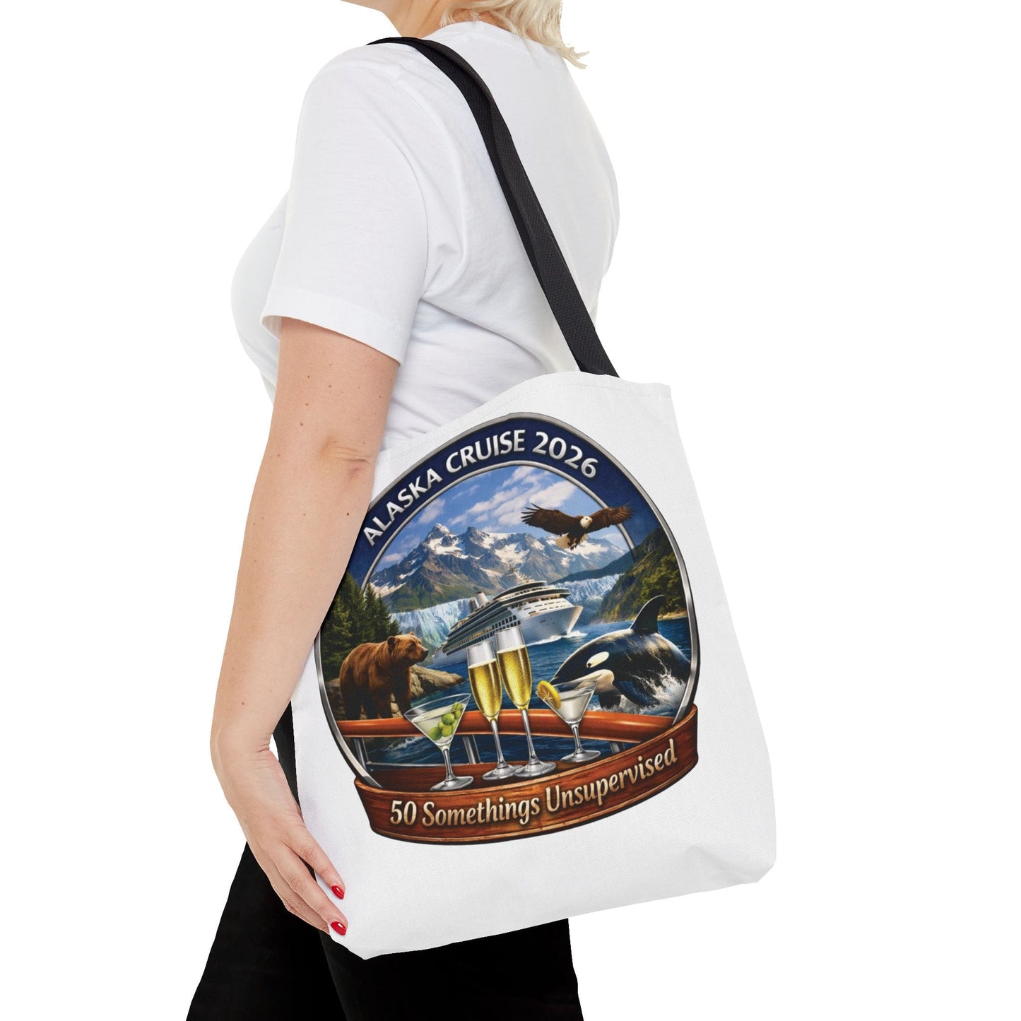 Printify Florida Villages of  Alaska Cruise 2026 Tote Bag — "50 Somethings Unsupervised" Souvenir Tote