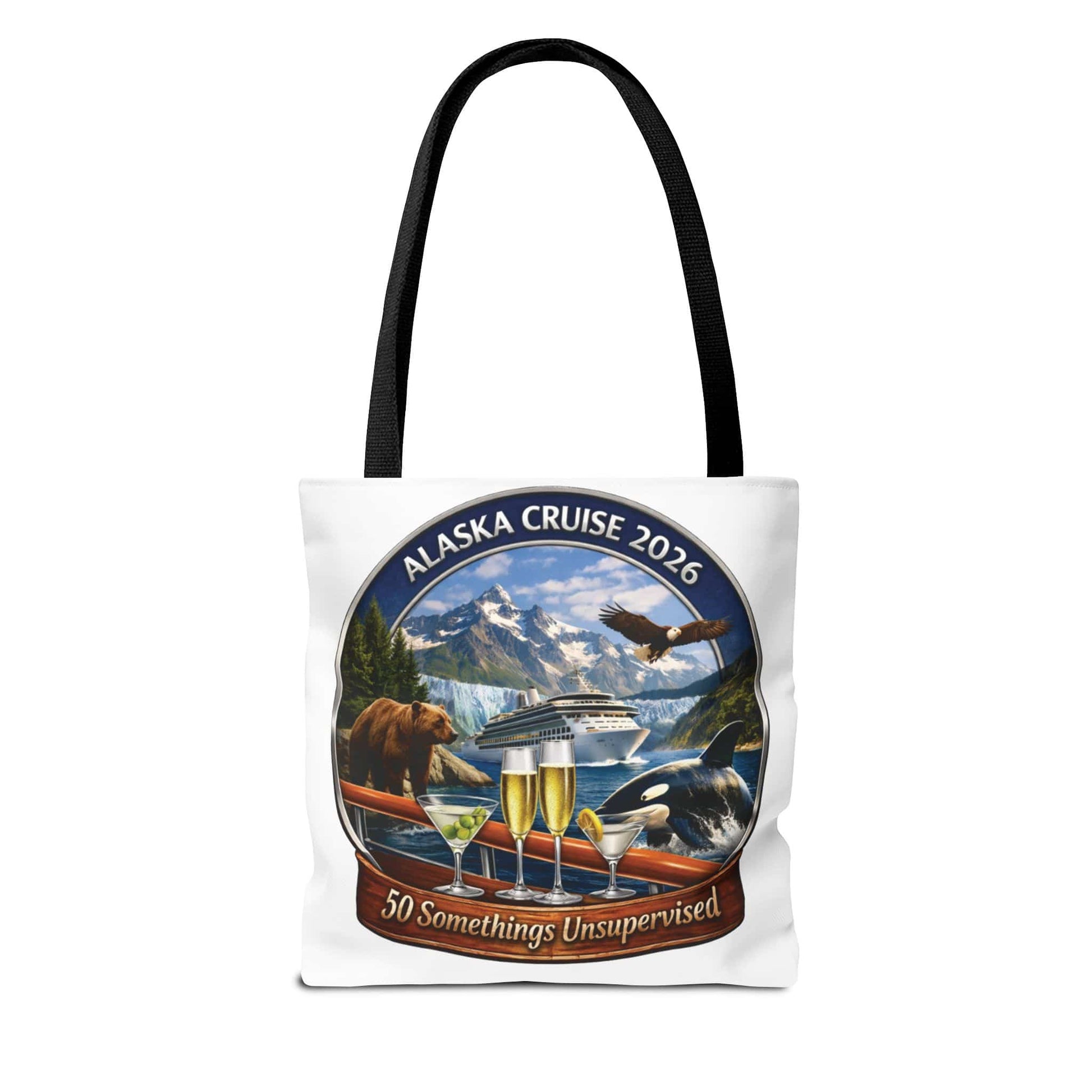 Printify Florida Villages of  Alaska Cruise 2026 Tote Bag — "50 Somethings Unsupervised" Souvenir Tote