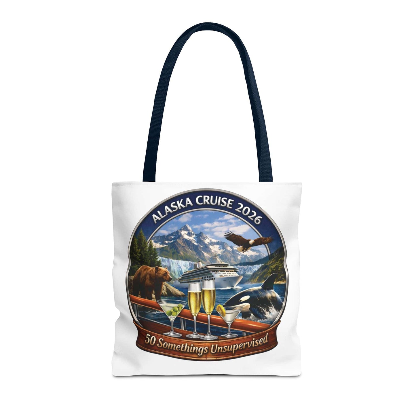 Printify Florida Villages of  Alaska Cruise 2026 Tote Bag — "50 Somethings Unsupervised" Souvenir Tote