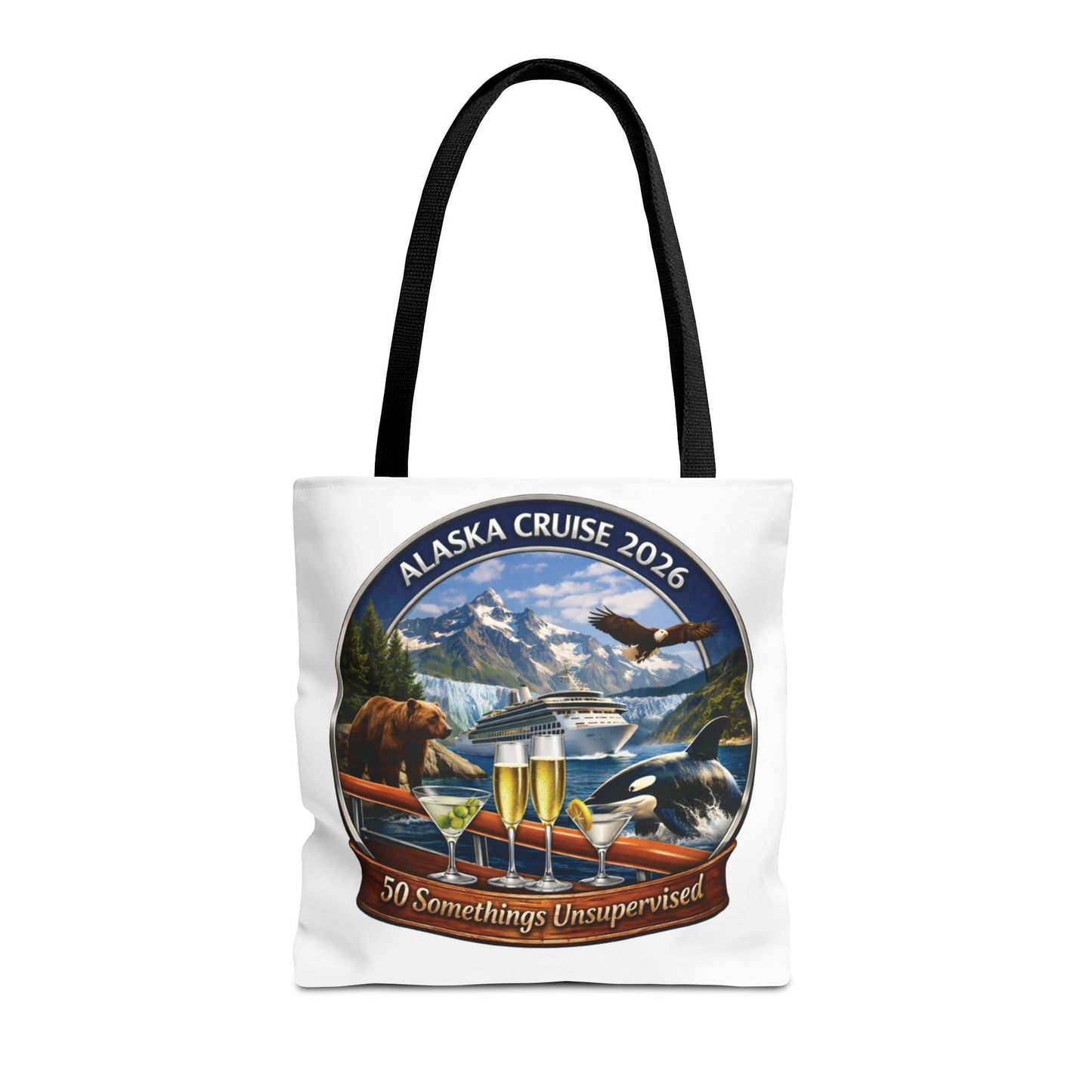 Printify Florida Villages of  Alaska Cruise 2026 Tote Bag — "50 Somethings Unsupervised" Souvenir Tote
