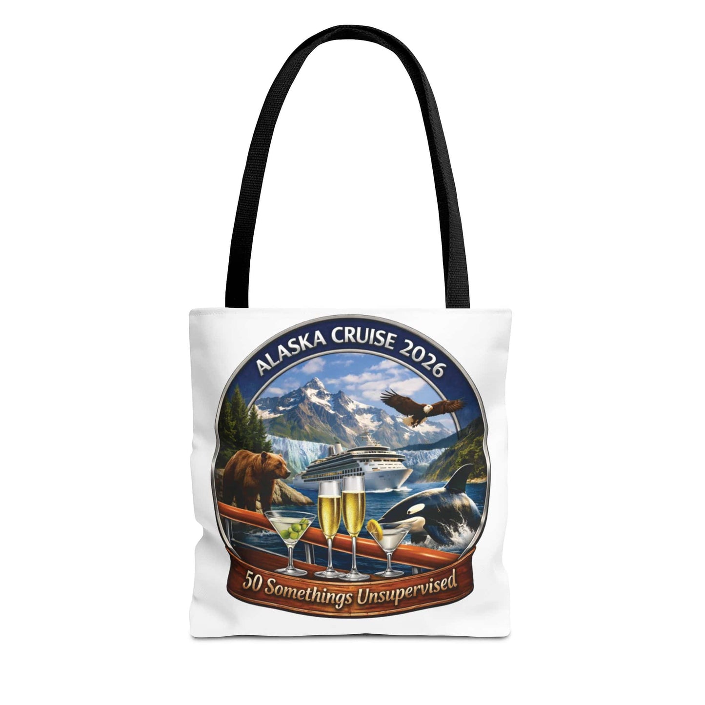 Printify Florida Villages of  Alaska Cruise 2026 Tote Bag — "50 Somethings Unsupervised" Souvenir Tote