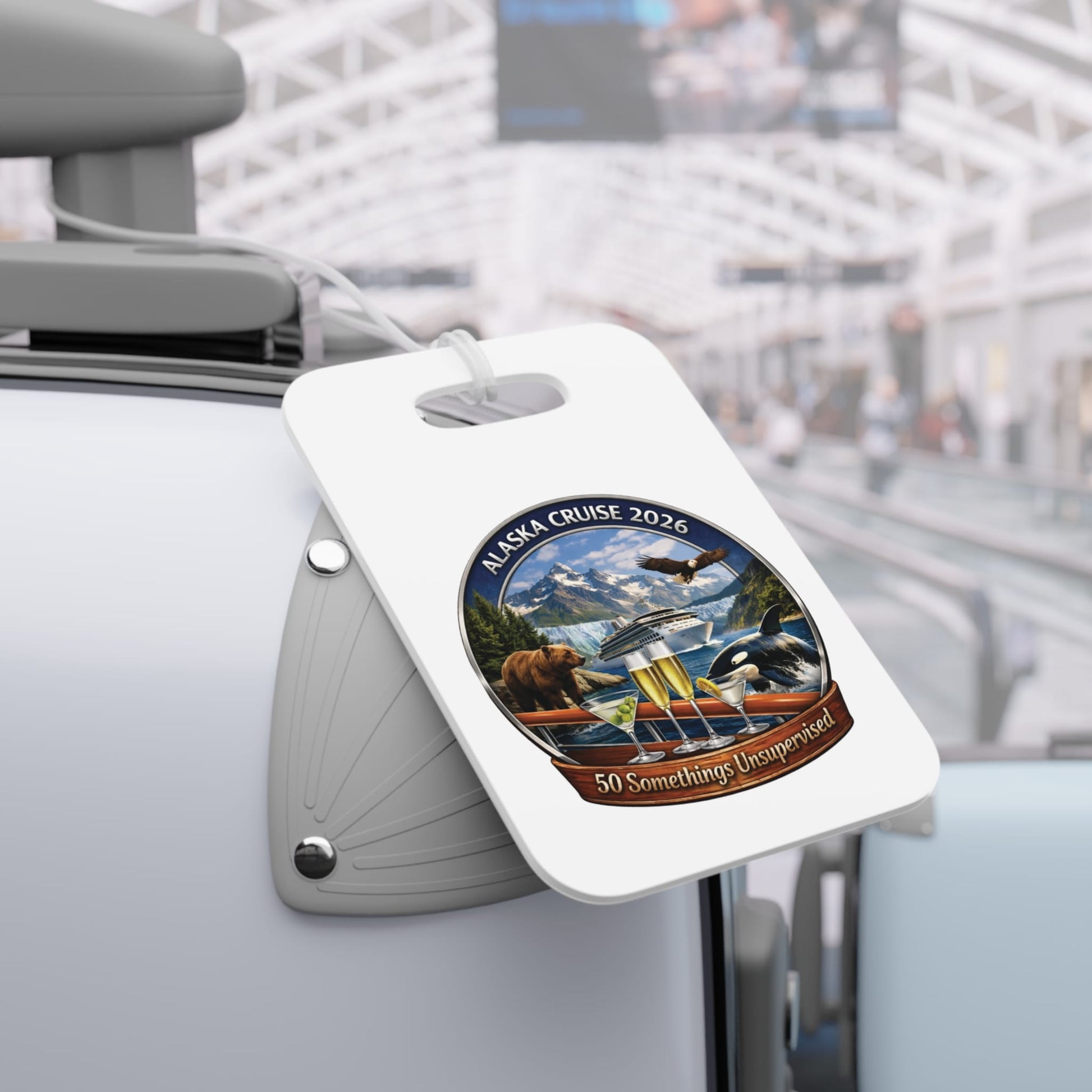 Printify Florida Villages of  Alaska Cruise Luggage Tag – "50 Somethings Unsupervised"
