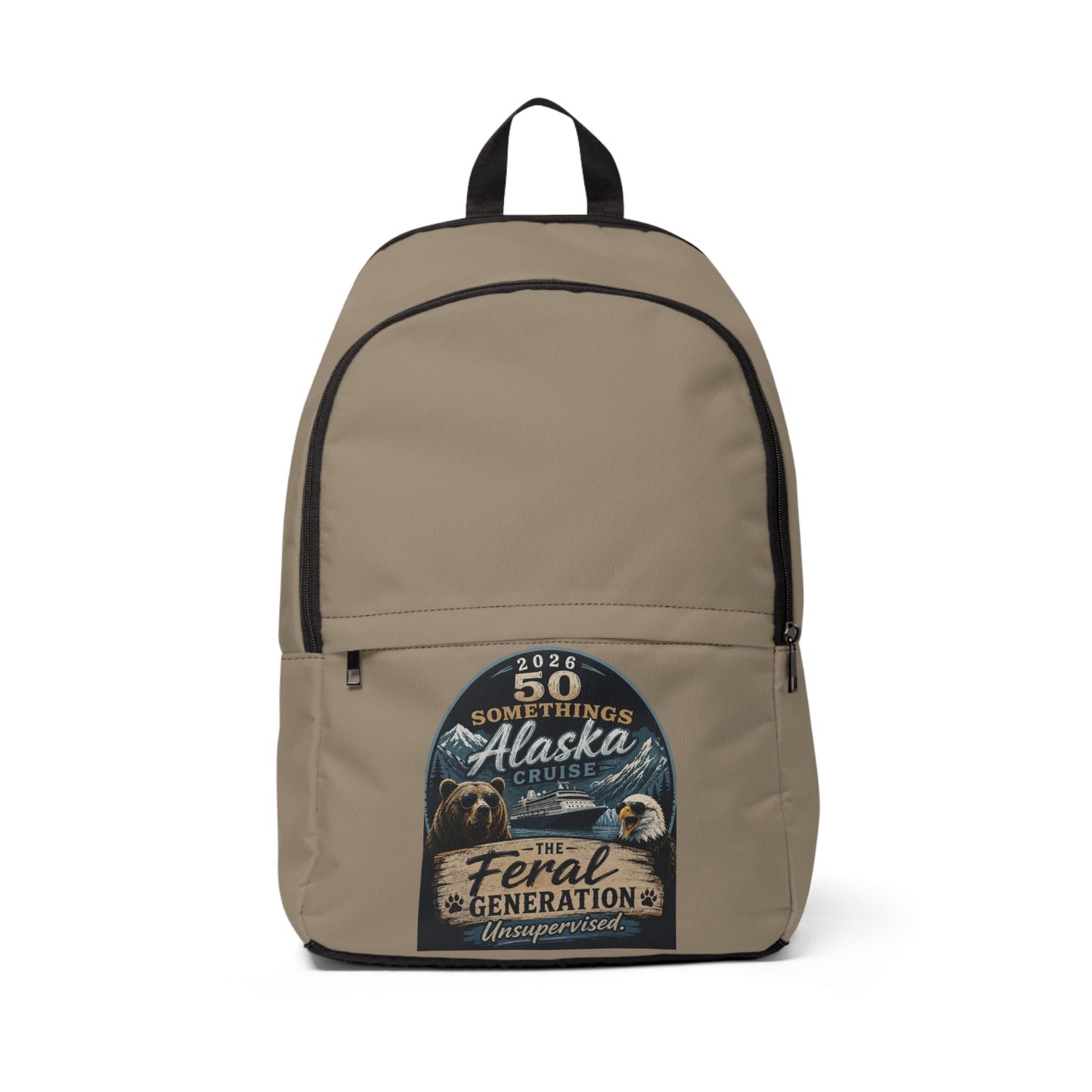 Printify Florida Villages of  Alaska Cruise Waterproof Souvenir Backpack — 50 Somethings Feral Generation