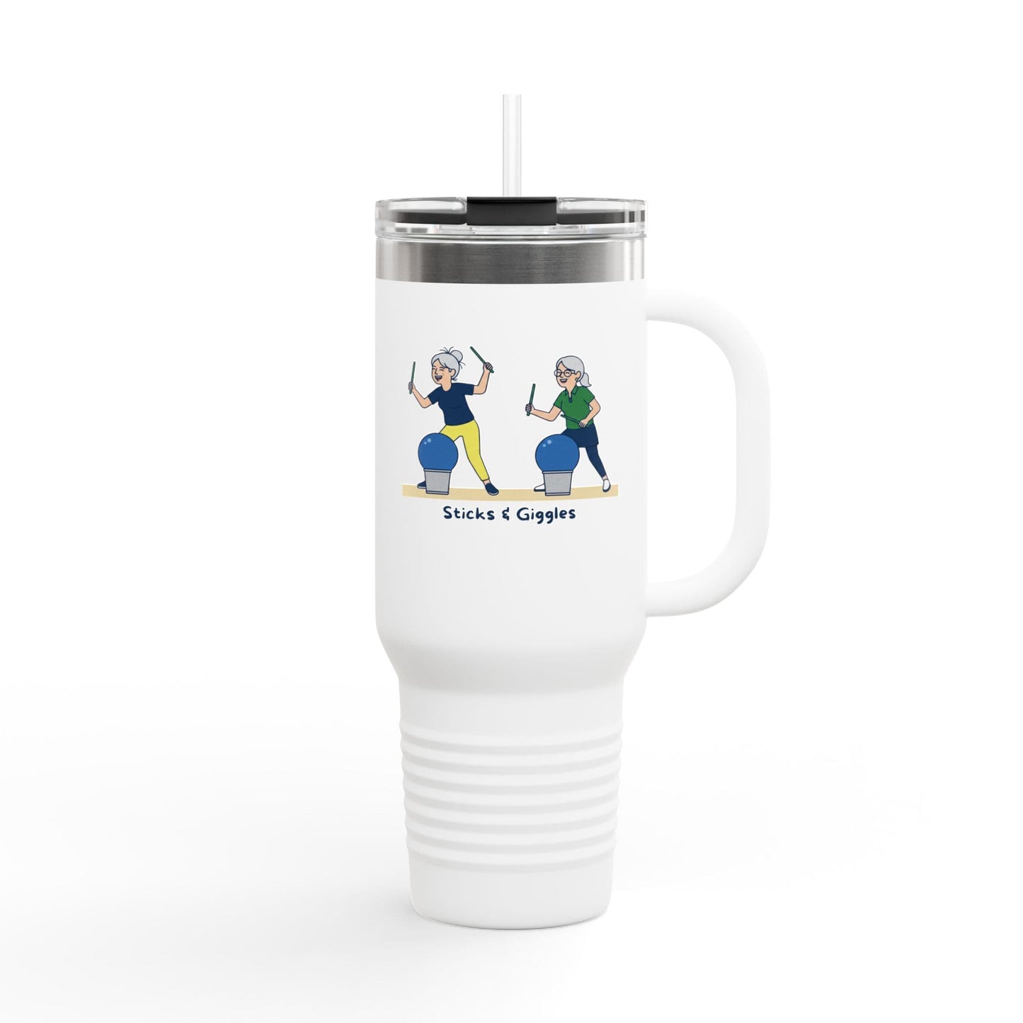 Printify Florida Villages of  Cardio Drumming "Sticks & Giggles" TT2E Characters (Seniors) Tumbler