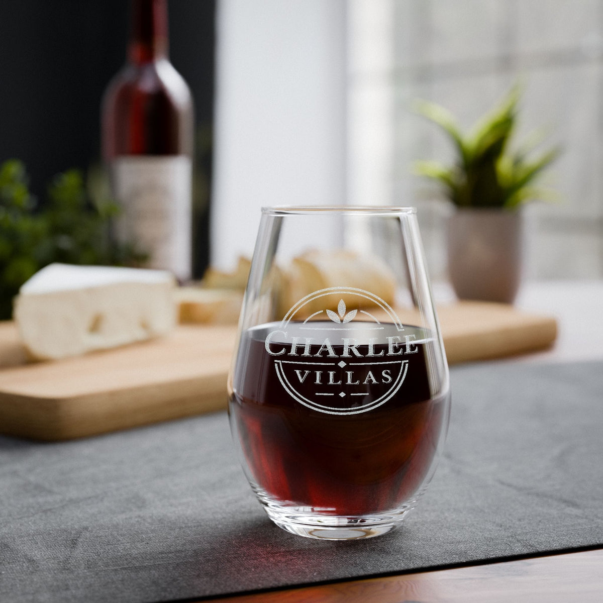 Printify Florida Villages of  Engraved Stemless Wine Glass — Charlee Villas 11.5oz Monogrammed Tumbler