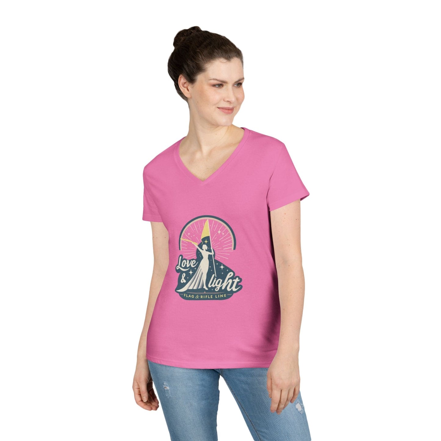 Printify Florida Villages of  Love & Light Color Guard (The Villages) V-Neck T-Shirt — Inspirational Women’s Graphic Tee