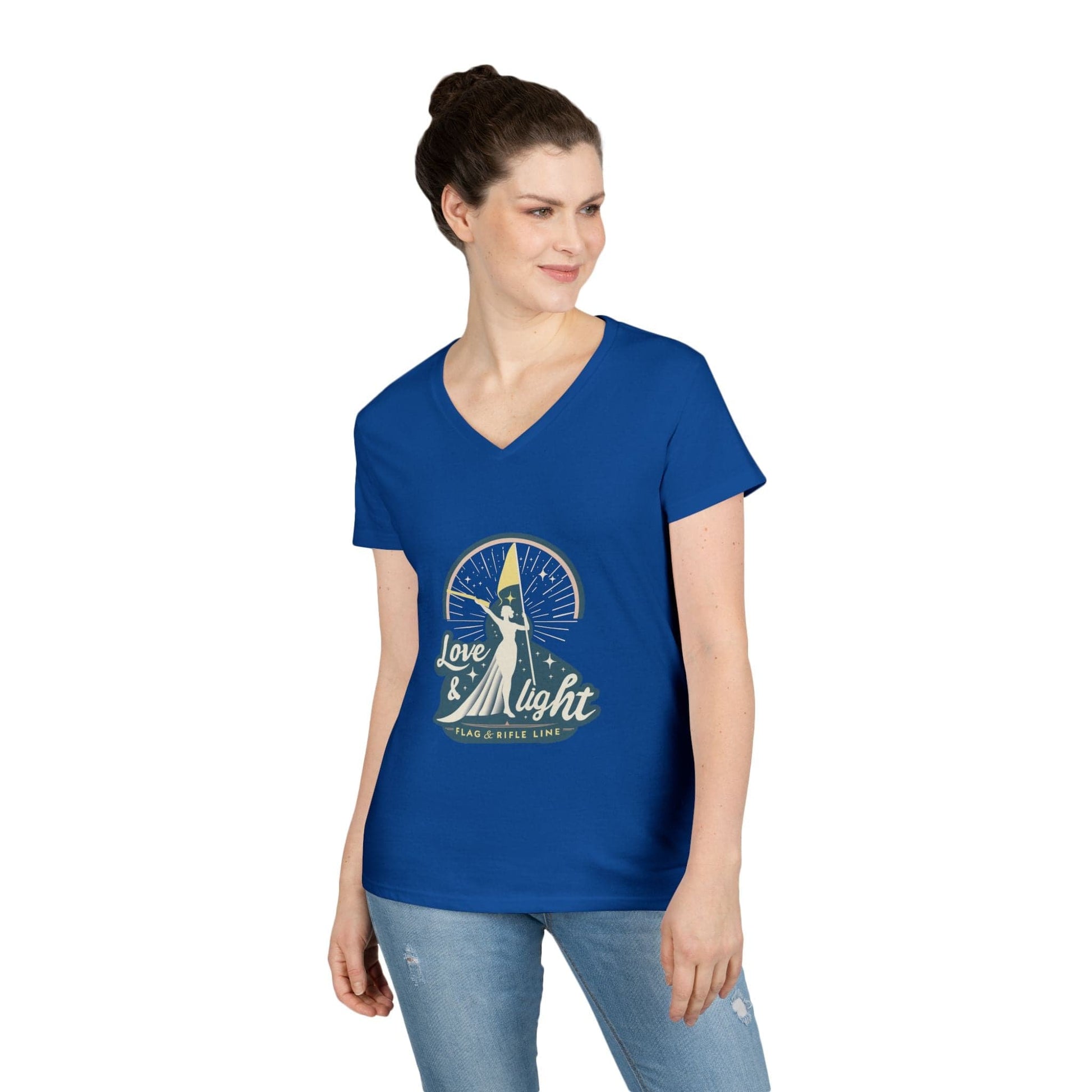 Printify Florida Villages of  Love & Light Color Guard (The Villages) V-Neck T-Shirt — Inspirational Women’s Graphic Tee