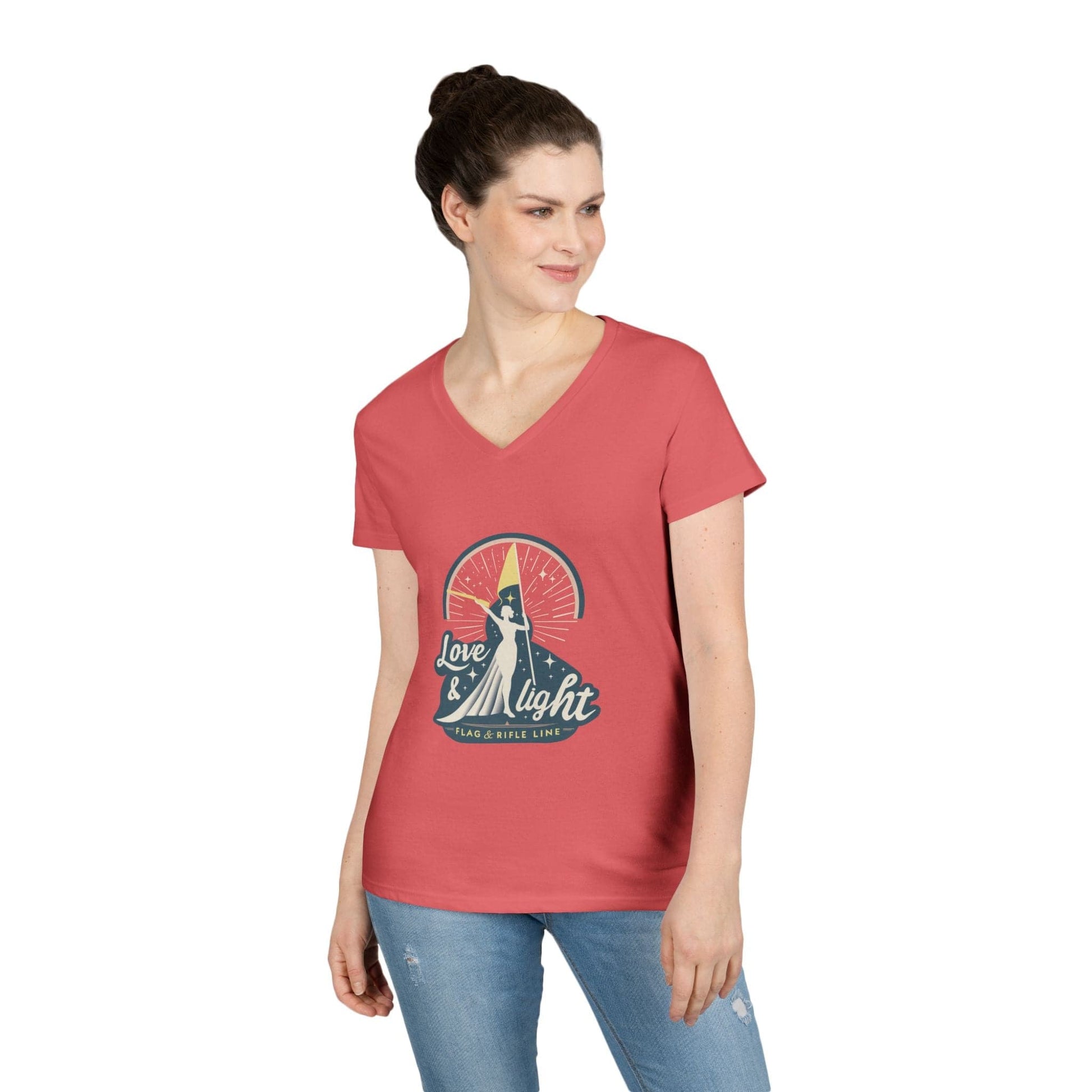 Printify Florida Villages of  Love & Light Color Guard (The Villages) V-Neck T-Shirt — Inspirational Women’s Graphic Tee